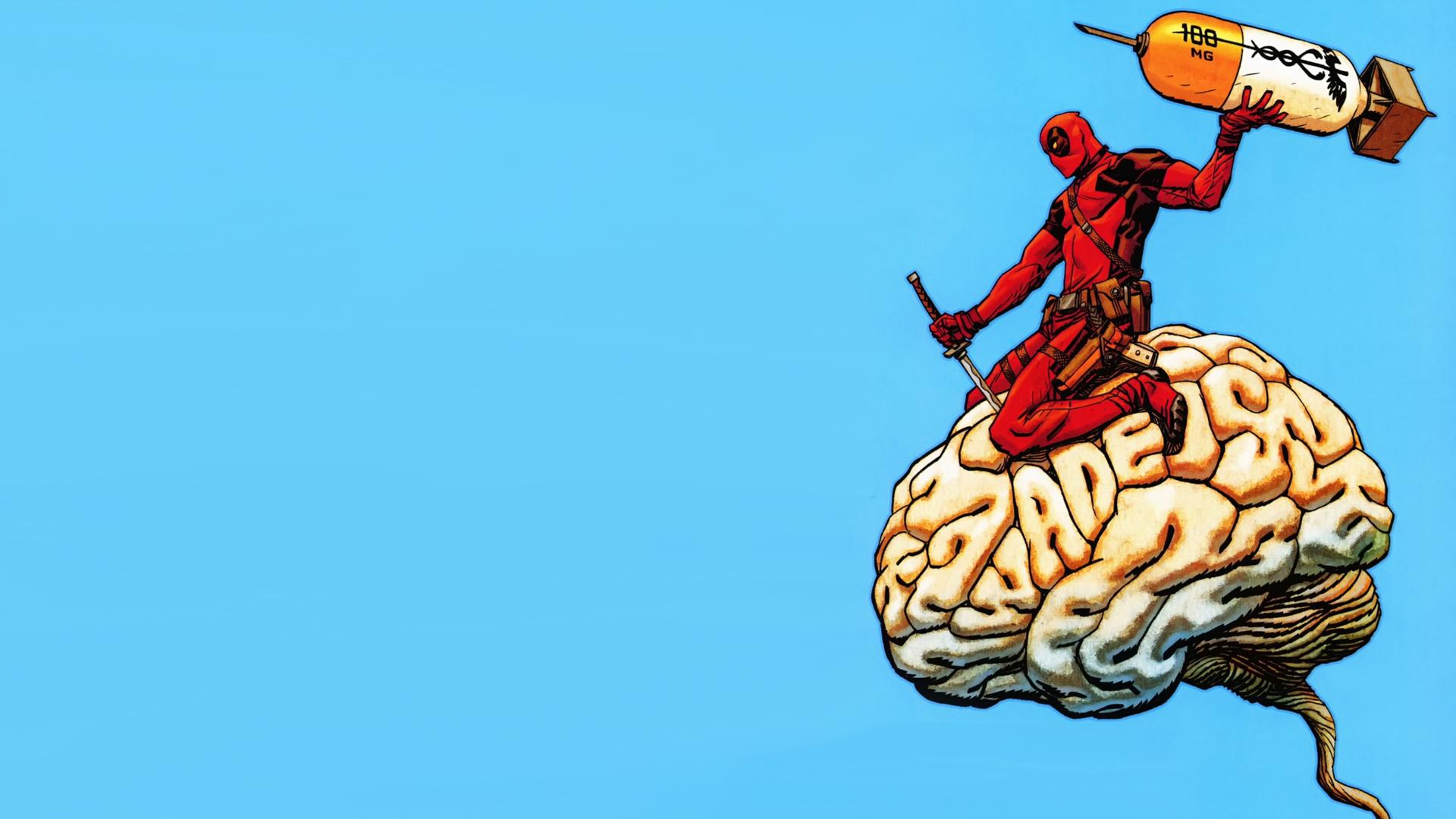 1920x1080 Deadpool Wade Wilson, brain, Marvel Comics wallpaper
