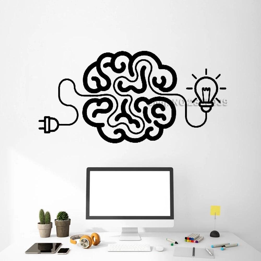 1000x1000 Hot Selling Vinyl Wall Decal Creative Cartoon Brain Light Bulb Idea Stickers Mural Vinilos Paredes Wallpaper Unique Gift LC534. Wall Stickers