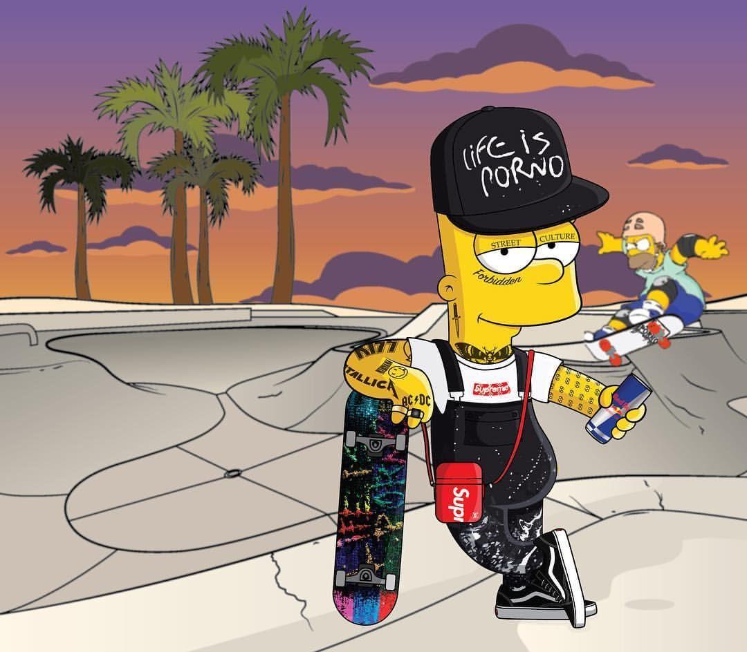 1080x944 Dope Bart Simpson Skating Wallpaper