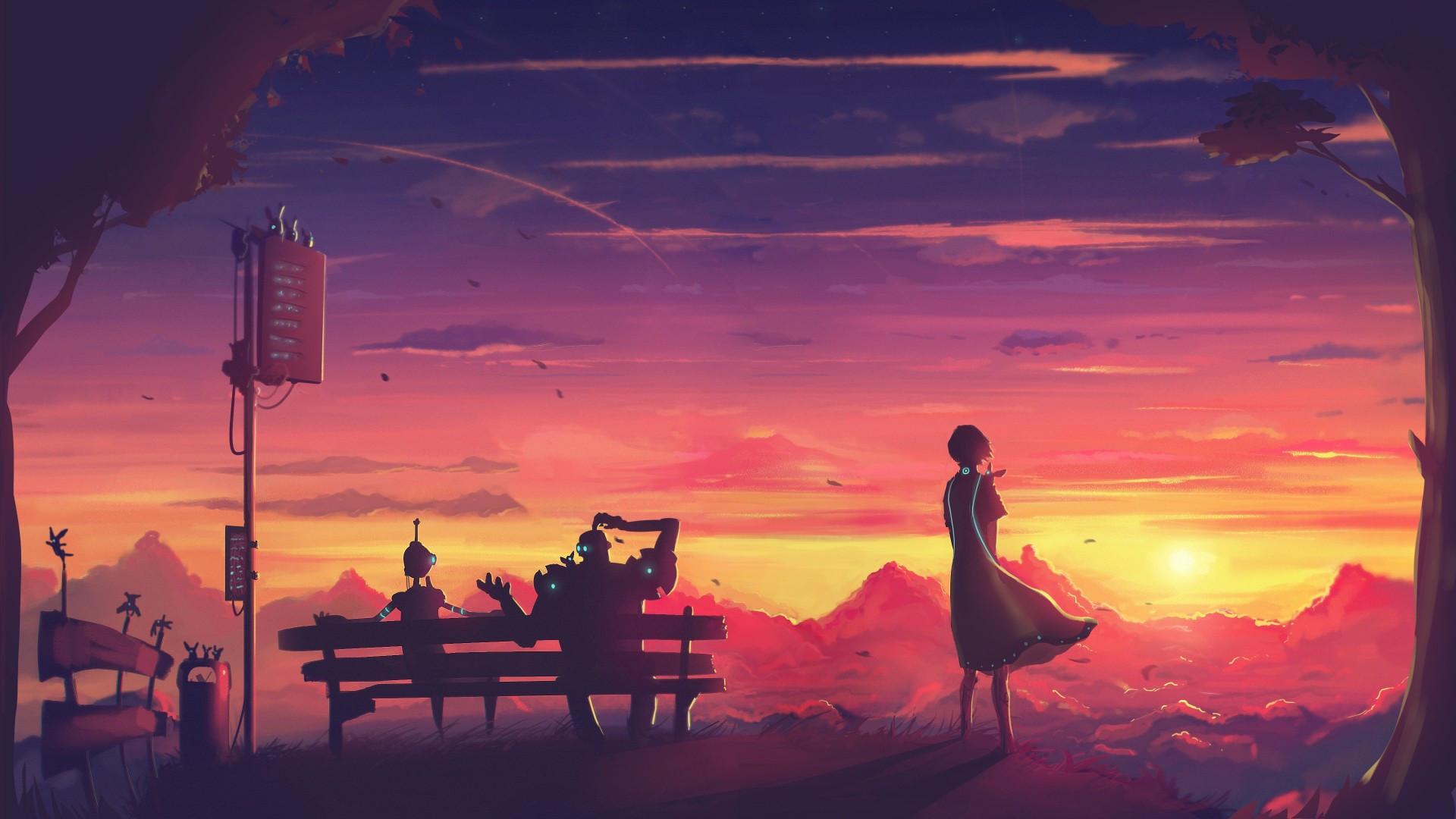 Anime Girl Sunset Wallpapers Top Free Anime Girl Sunset Backgrounds Wallpaperaccess 