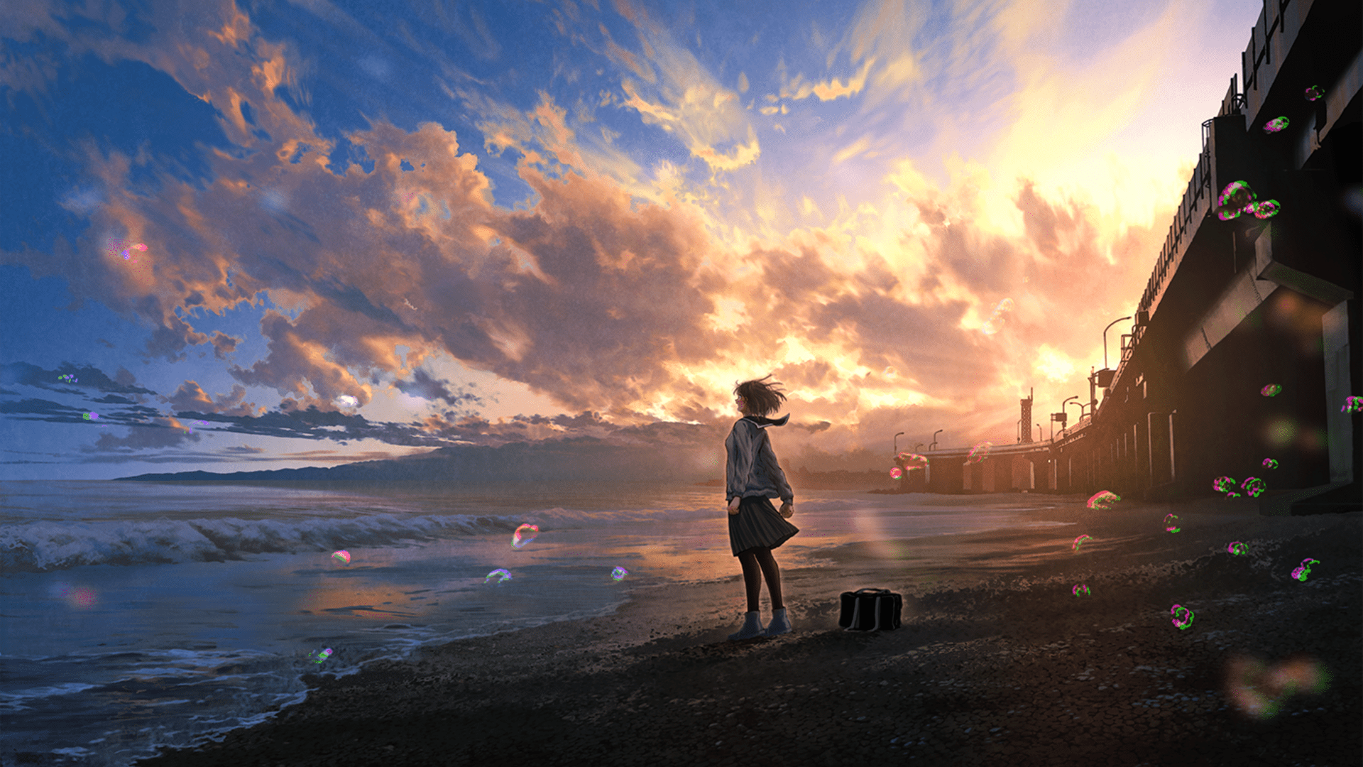 Anime Girl Sunset Wallpapers - Top Free Anime Girl Sunset Backgrounds ...