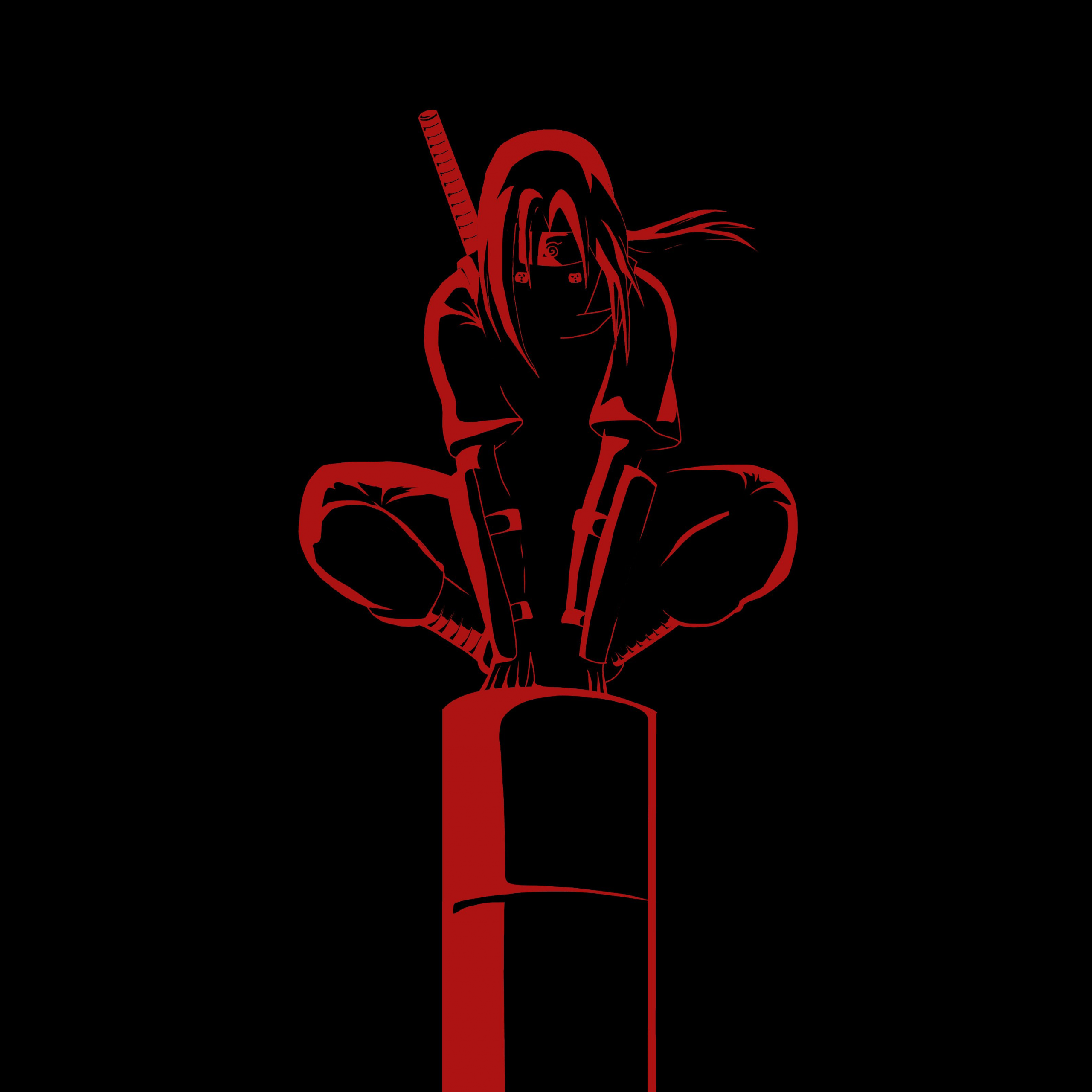 2560x2560 Itachi Uchiha Wallpaper 4K, Naruto, AMOLED, Black Background, 5K, Black Dark
