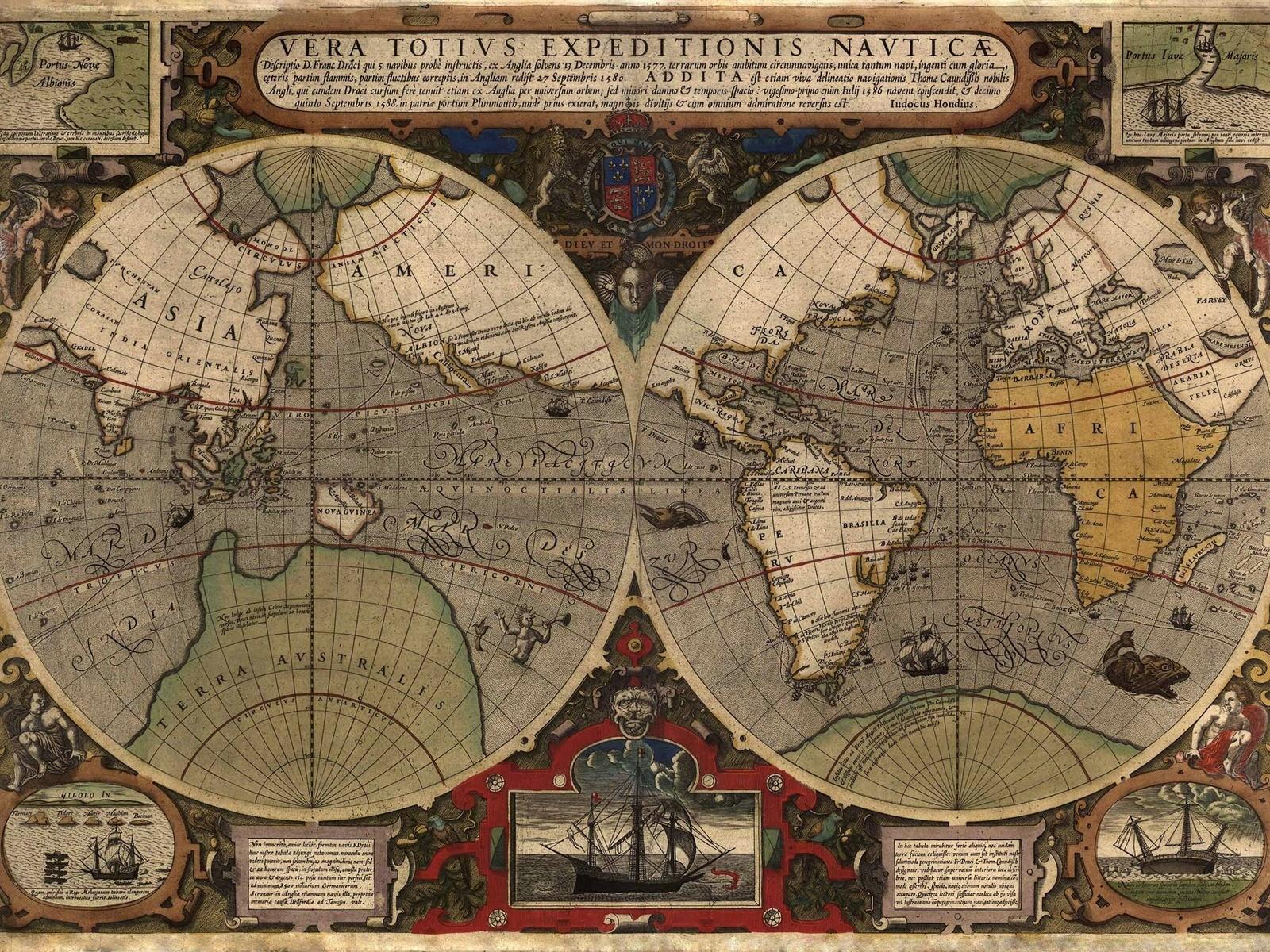 1600x1200 illustration, collage, world, map, mythology, ART, ancient history. Mocah HD Wallpaper