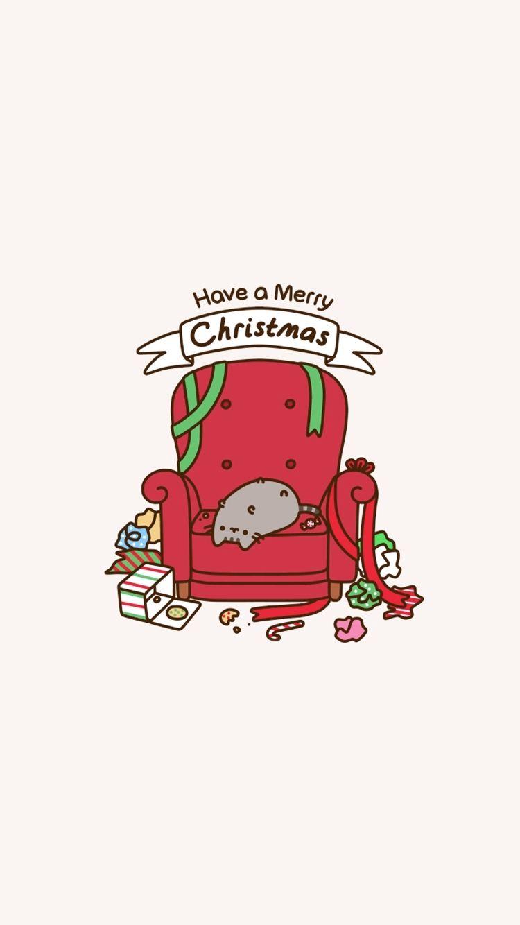 750x1334 Cartoon Christmas Cat Wallpaper