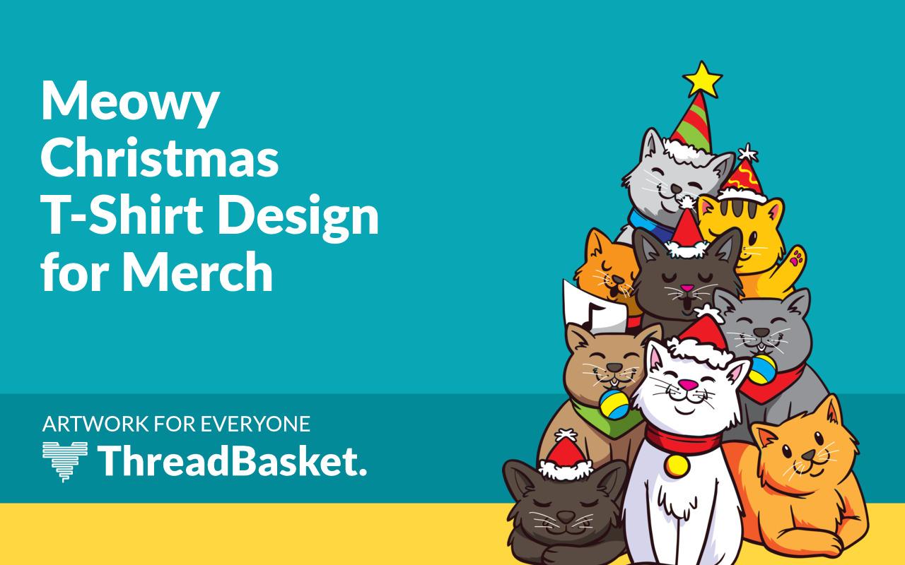1280x800 Meowy Christmas T Shirt Design Vector
