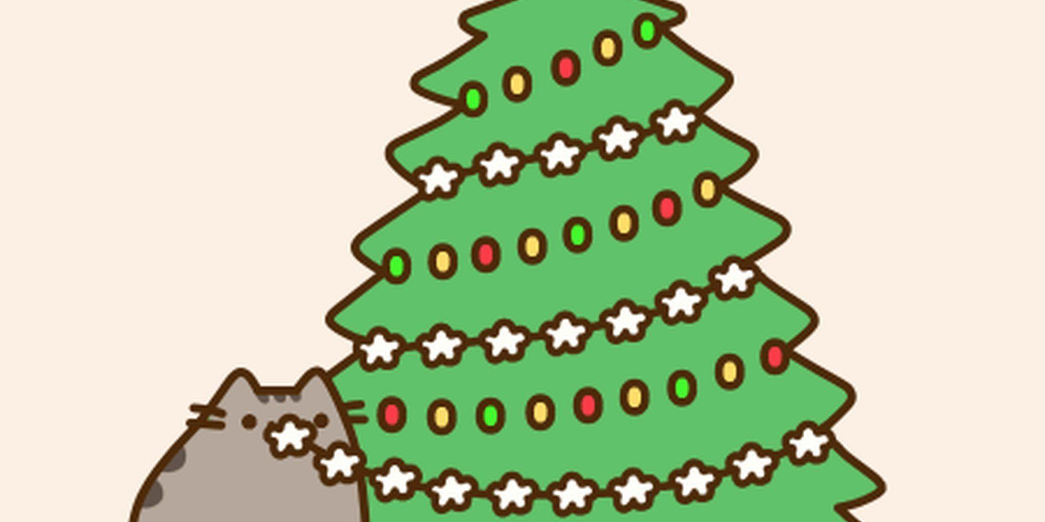 2048x1024 Pusheen Xmas Wallpaper