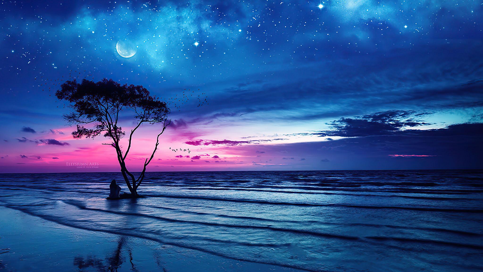 2048x1152 Twilight Starry Sky Wallpaper