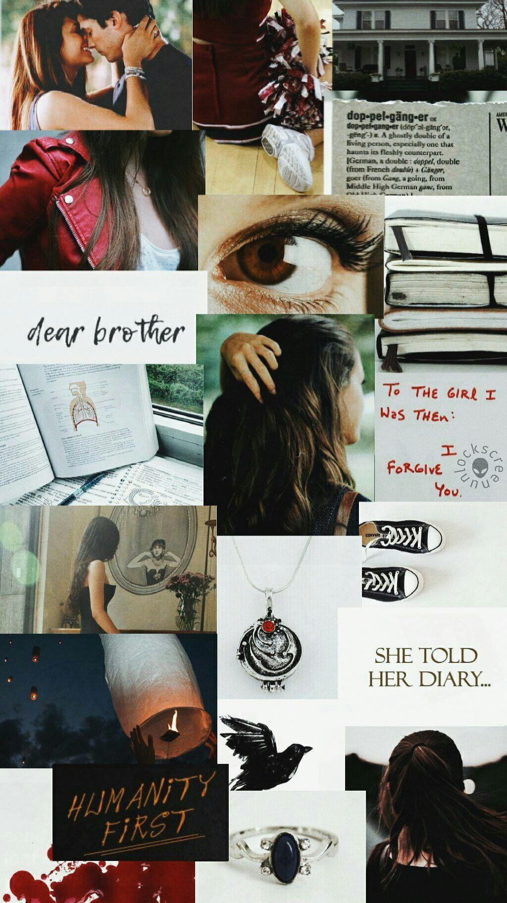 1024x1824 Aesthetic Collage Vampire Diaries Wallpaper