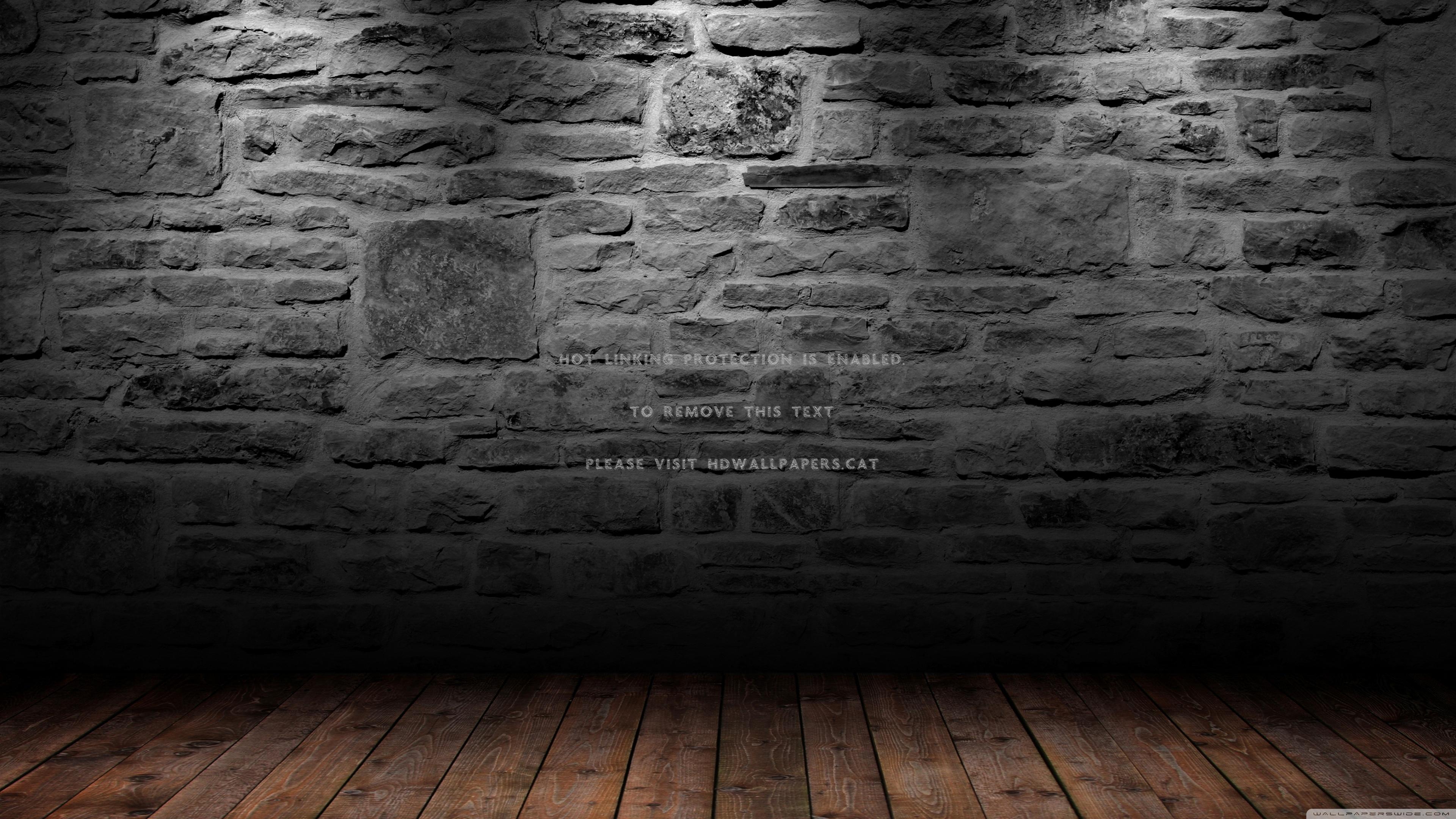 3840x2160 empty stage boards floor rock wooden wall