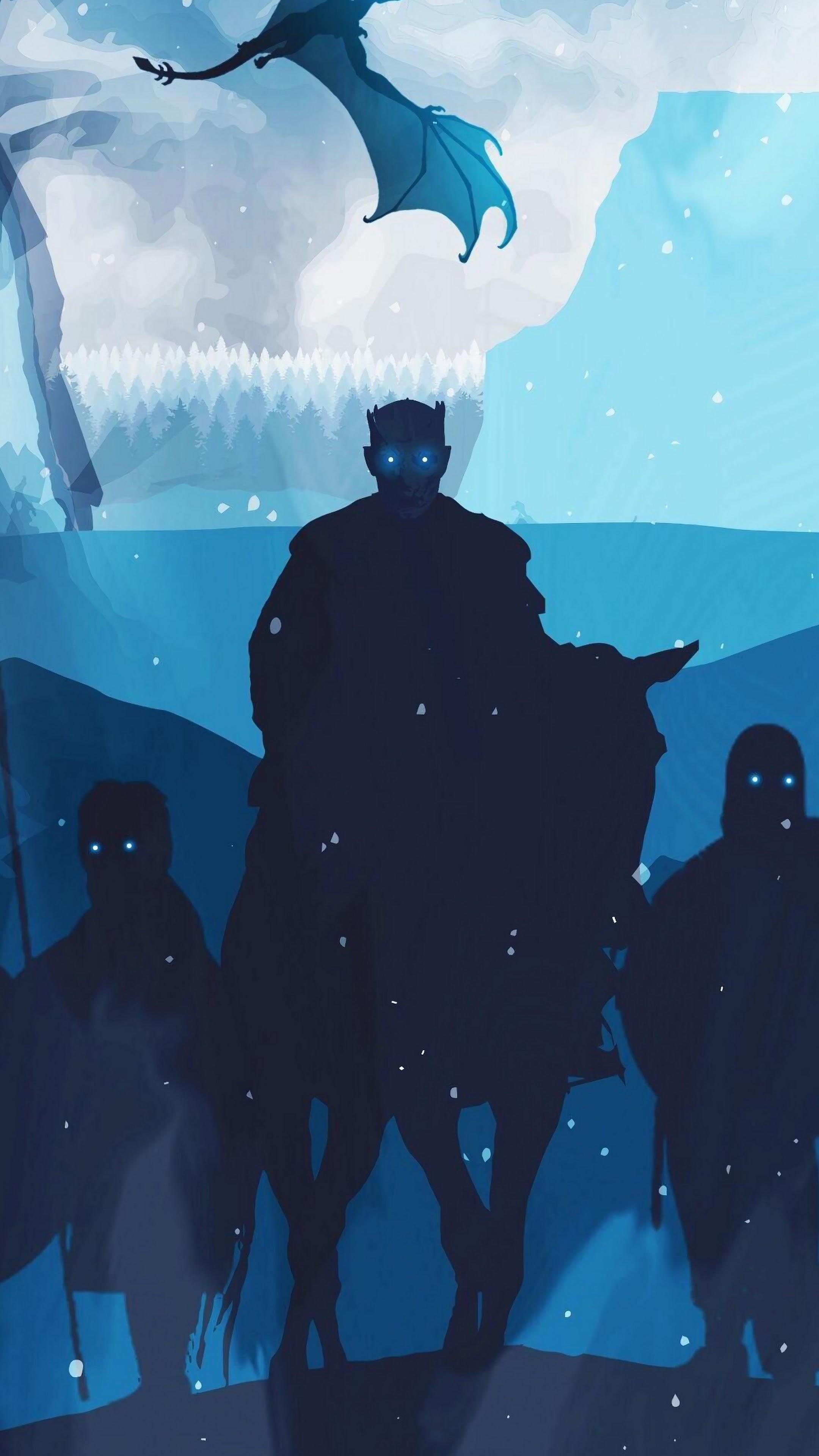 2160x3840 Night King White Walkers Army Minimalist Game of Thrones 4K Wallpaper