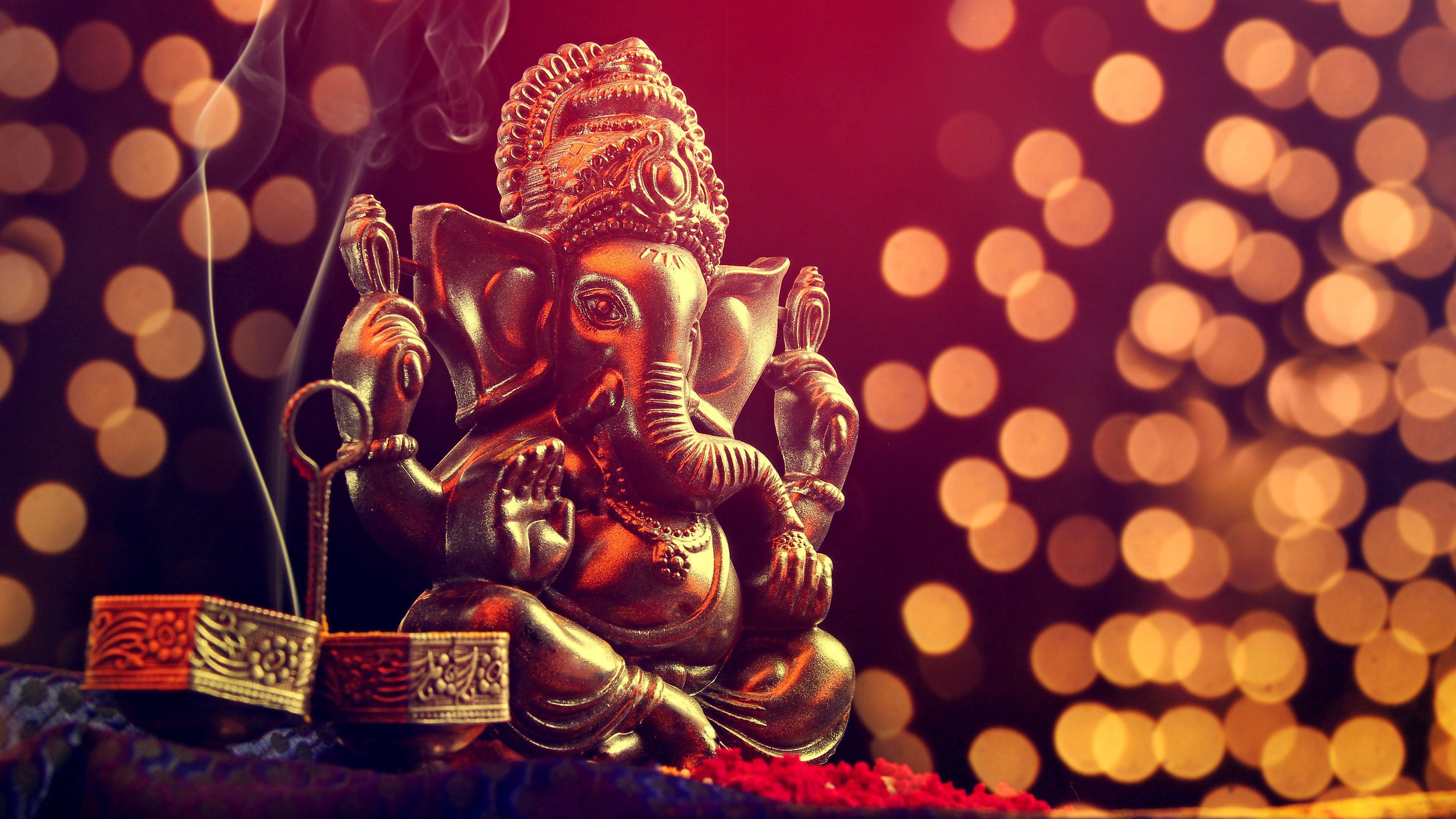 3872x2178 Ganesh Decoration Ideas for Home Home Decoration Photo, Ideas For Ganpati Festival; Ganesh Utsav Home Decoration With Rangoli, Lights, Bandanwar