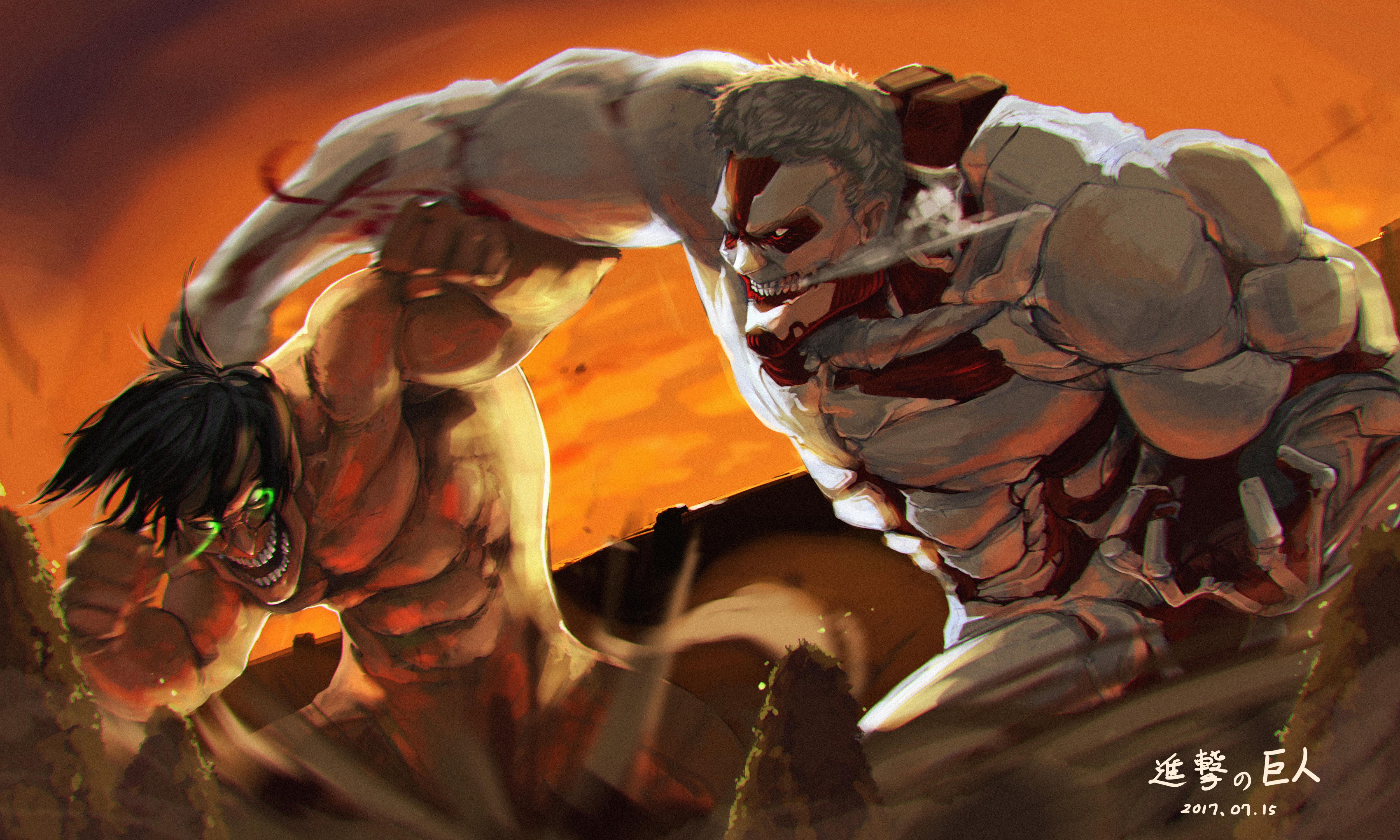 5000x3000 Eren vs Armored Titan by ナナフシ