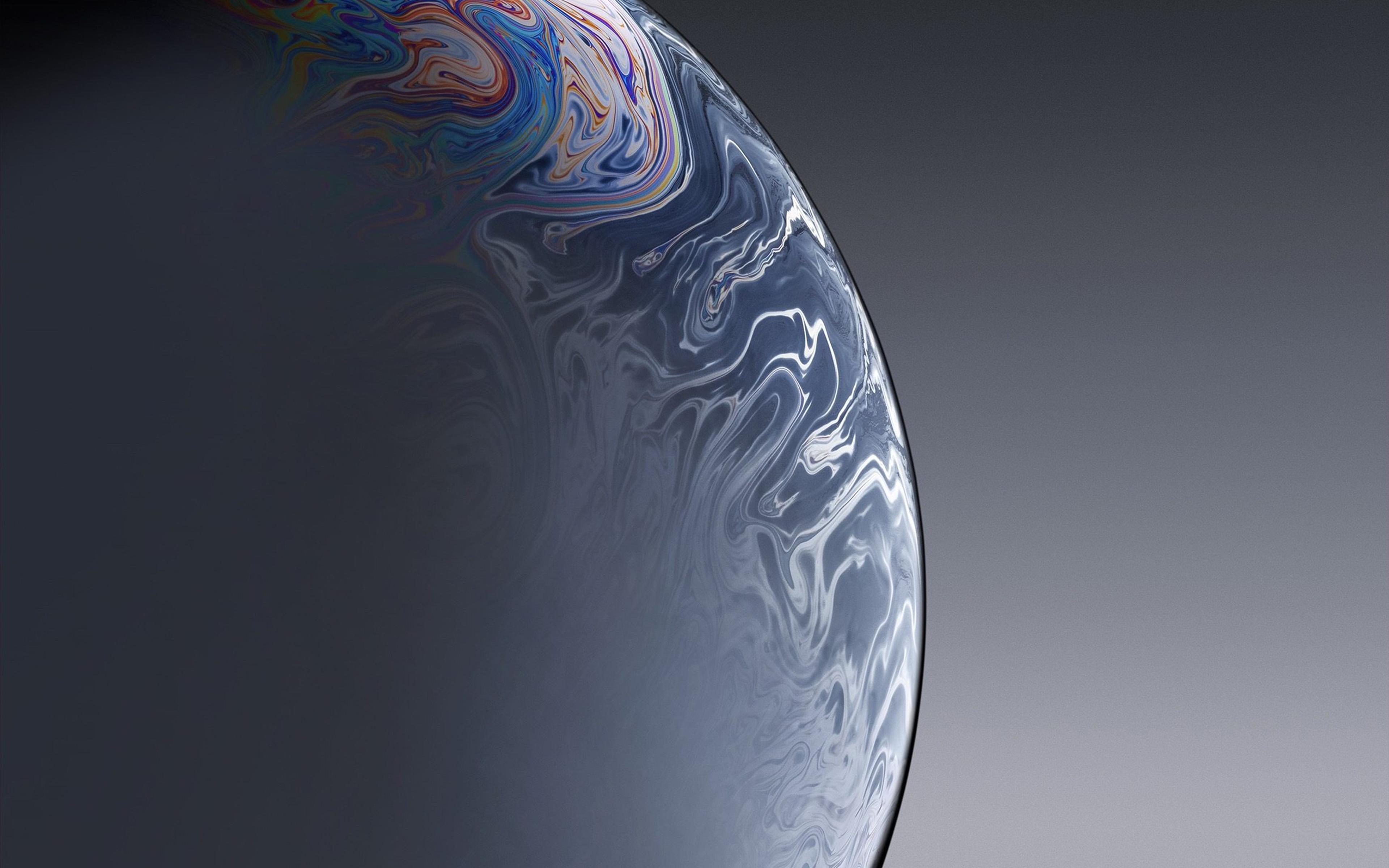 3840x2400 Apple Iphone Xs Space Official Art Gray Bubble Wallpaper