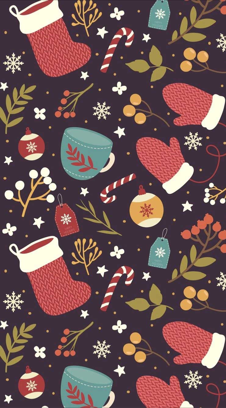 741x1334 Cute Christmas illustrations Wallpaper