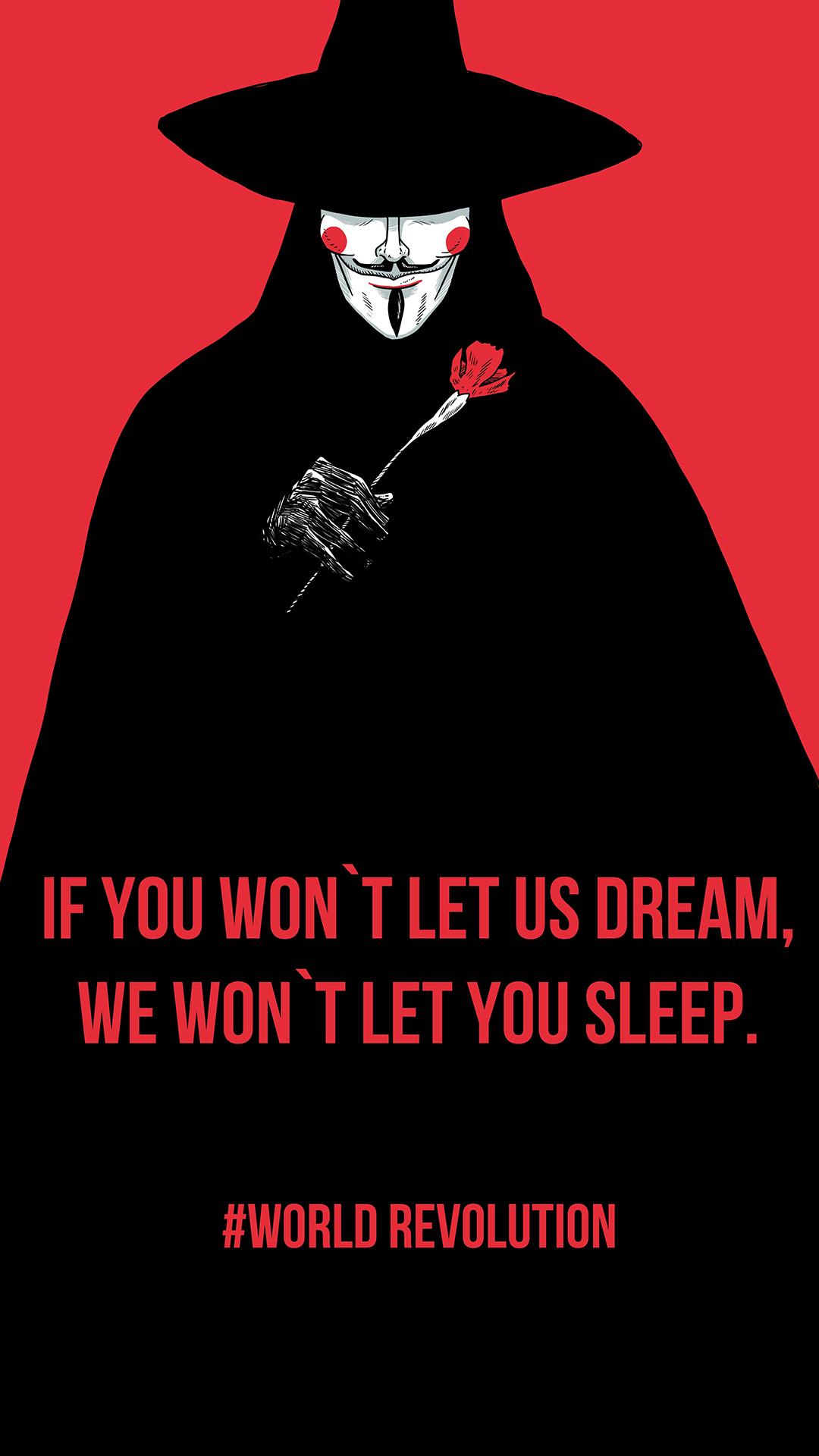 1080x1920 Black red revolution V for vendettaK wallpaper, free and easy to download