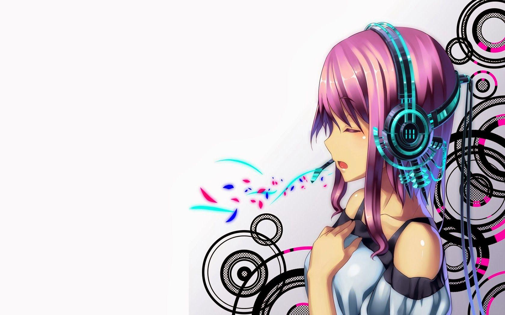 1680x1050 Anime Girl with Headphones Wallpaper