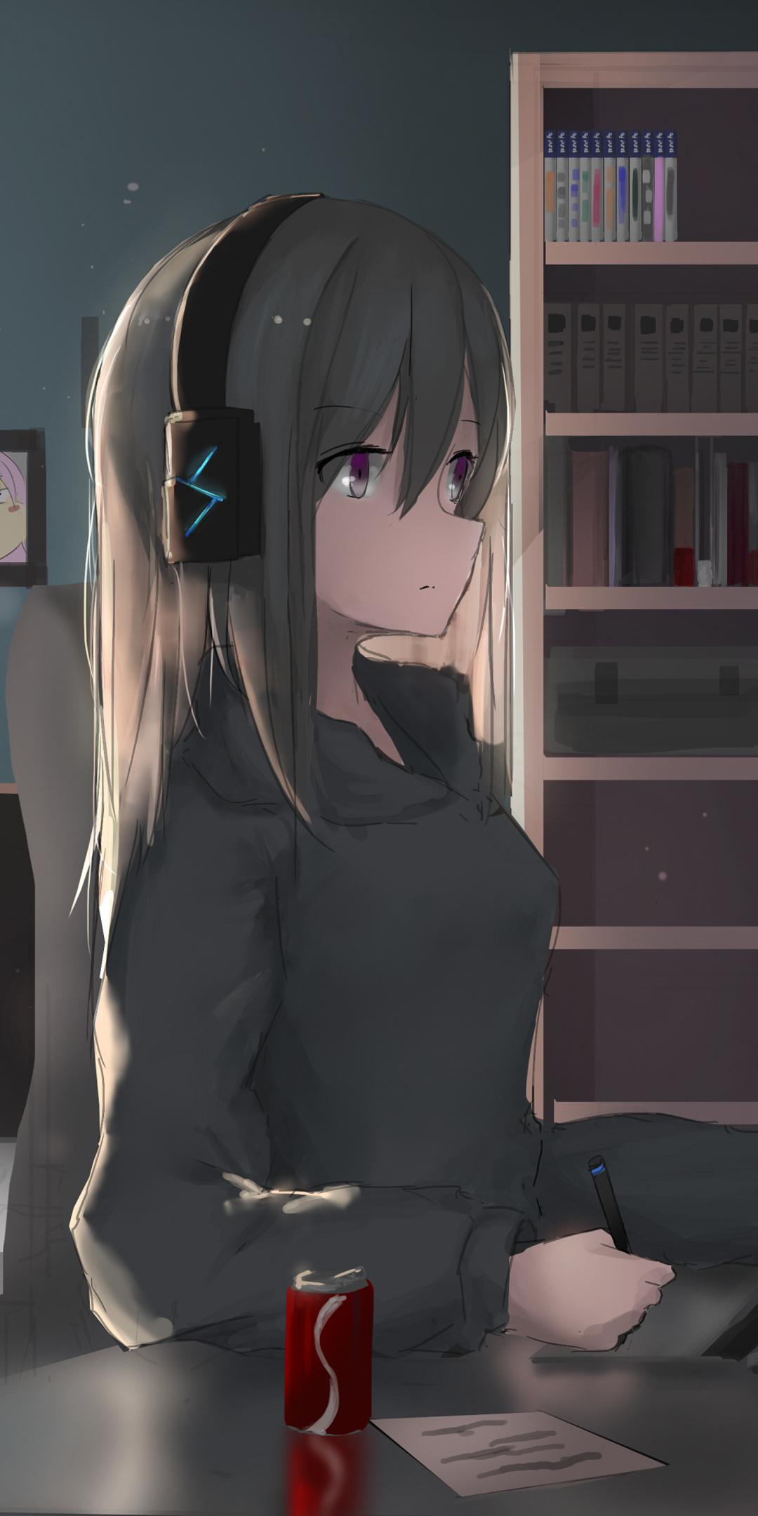 1080x2160 Anime Girl Headphones Working 4k One Plus 5T, Honor 7x, Honor view Lg Q6 HD 4k Wallpaper, Image, Background, Photo and Picture