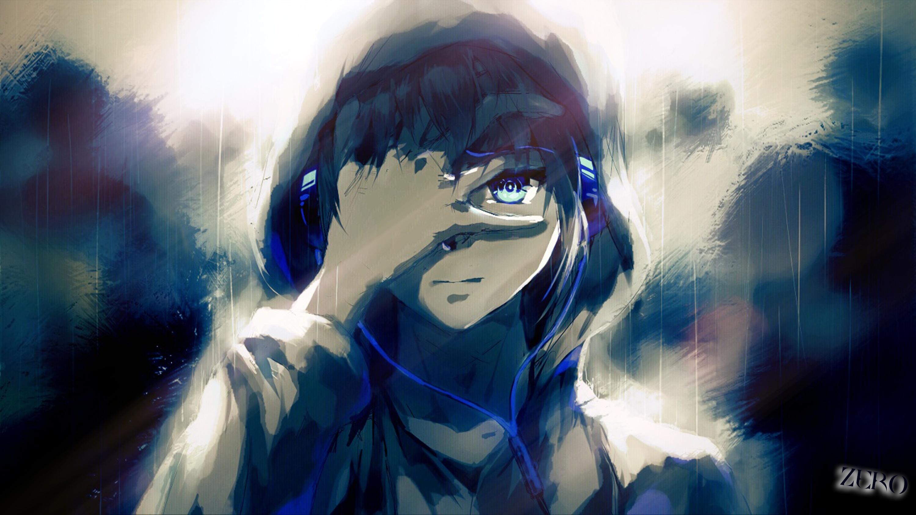 3000x1687 Anime Boy Headphones wallpaperx1687