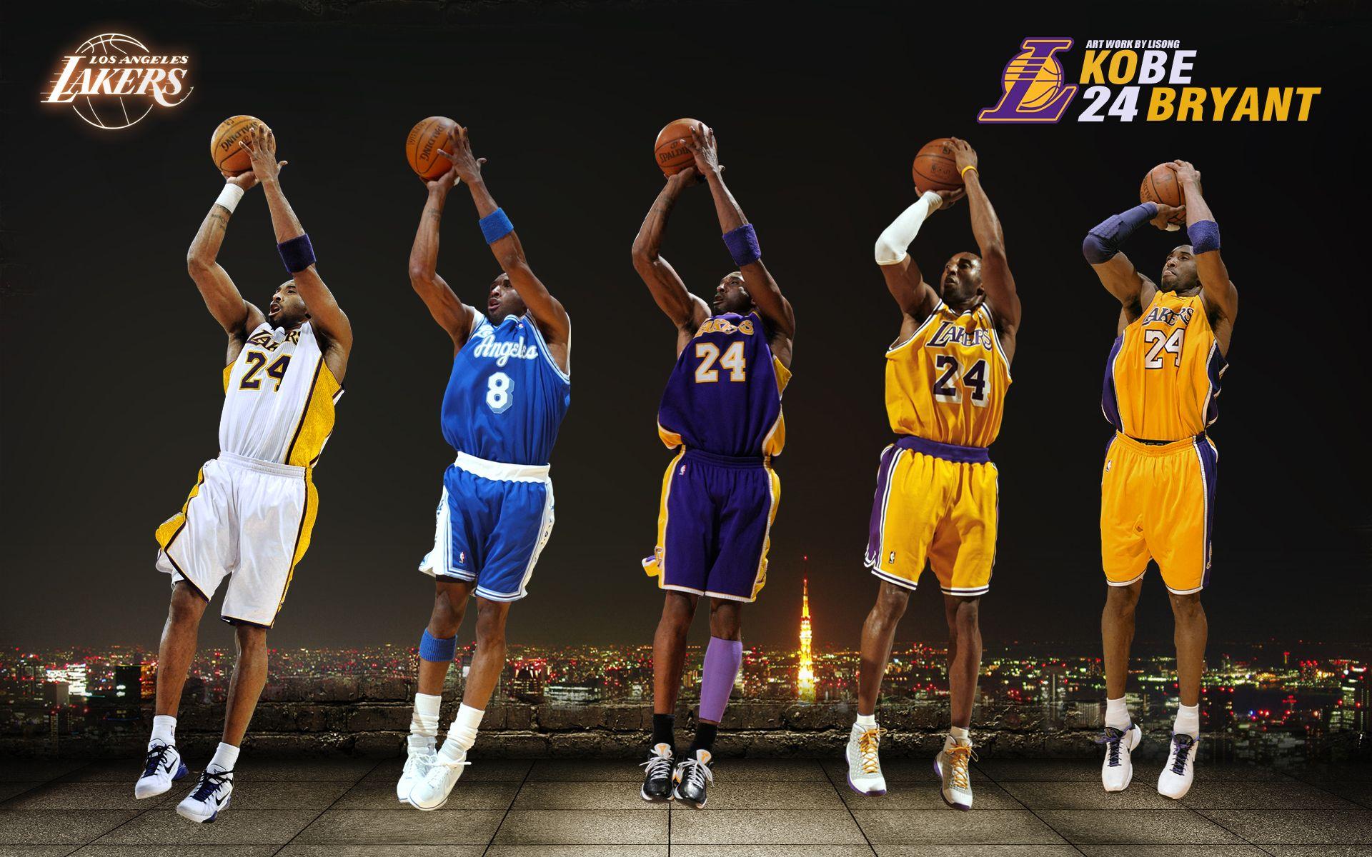 1920x1200 Cool Kobe wallpaper I found of him shooting a jumper in 5 different