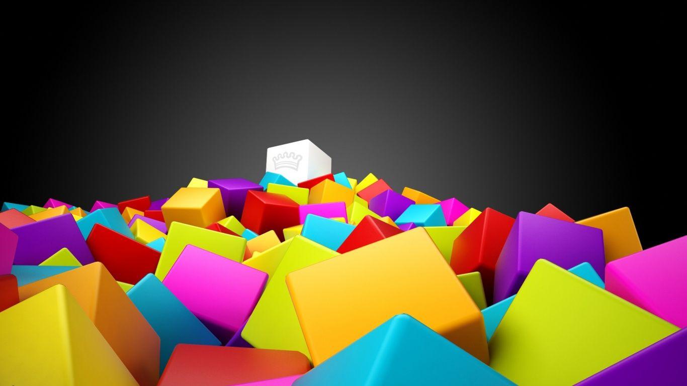 1366x768 3D Colorful Squares desktop PC and Mac wallpaper