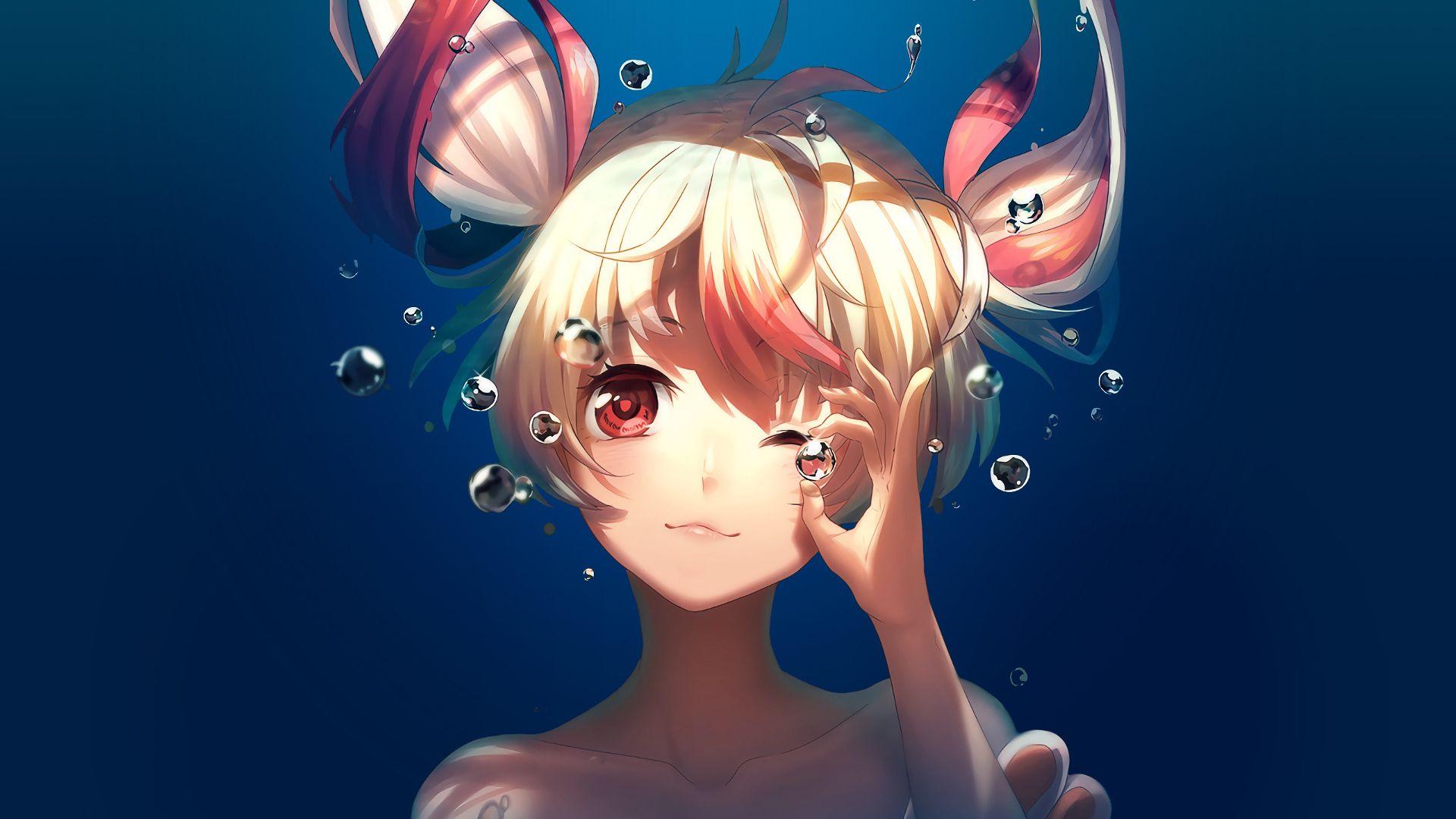 1920x1080 Desktop Wallpaper Bubble, Underwater, Cute, Anime Girl, Gonna Be The Twin Tail!!, HD Image, Picture, Background, 8757b9