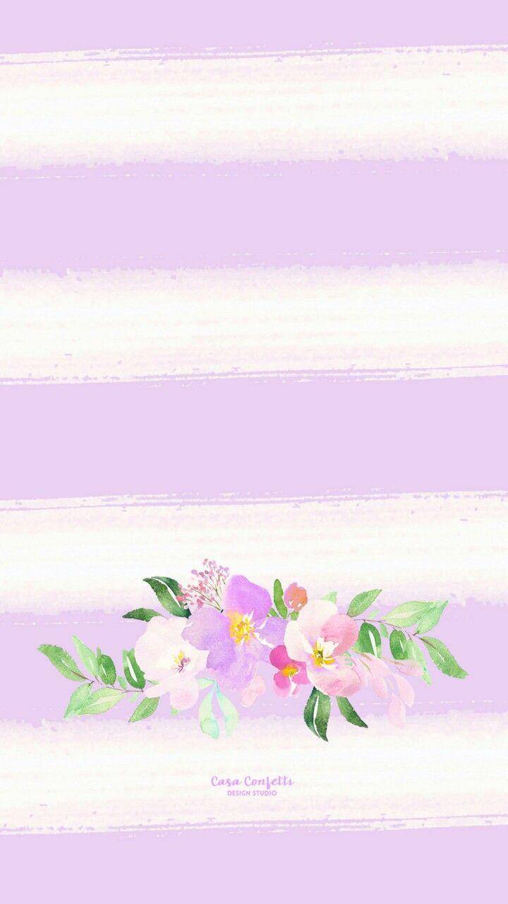 720x1280 Simple purple and white background with floral pattern on the bottom