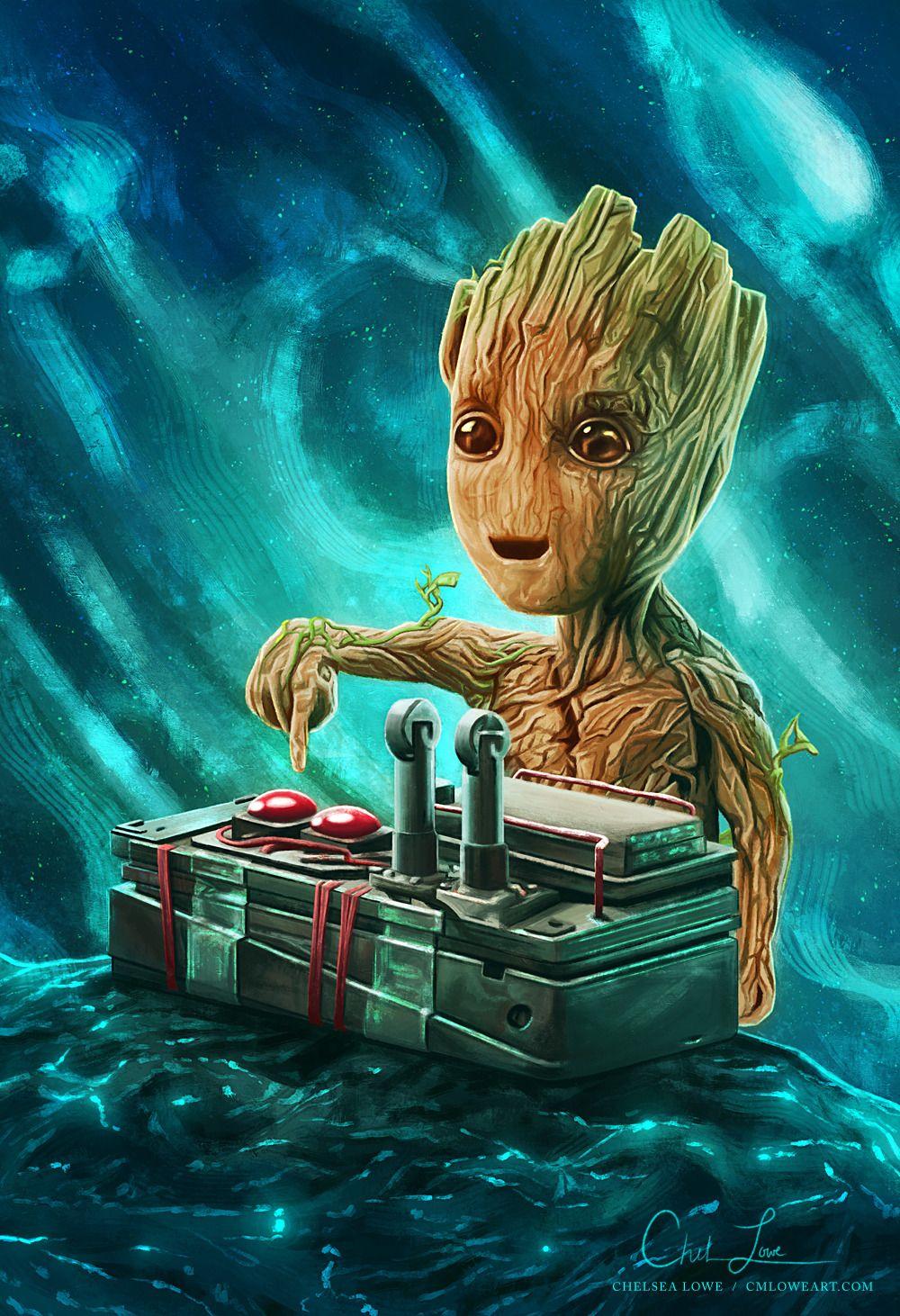 1000x1462 Now whatever you do, don't push this button. Because that will set off the bomb immediately and we will. Groot marvel, Marvel paintings, Marvel comics wallpaper