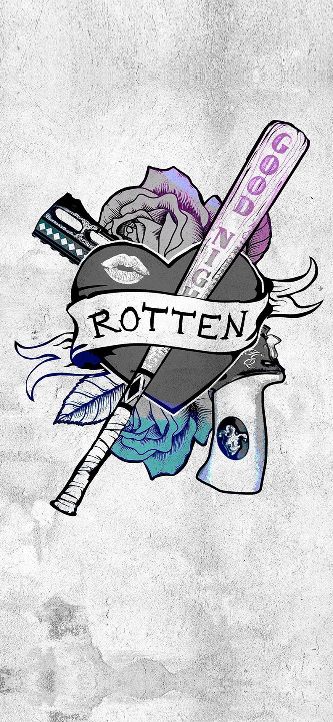 1125x2436 iPhone X wallpaper. harley quinn suicide squad logp hero art illustration
