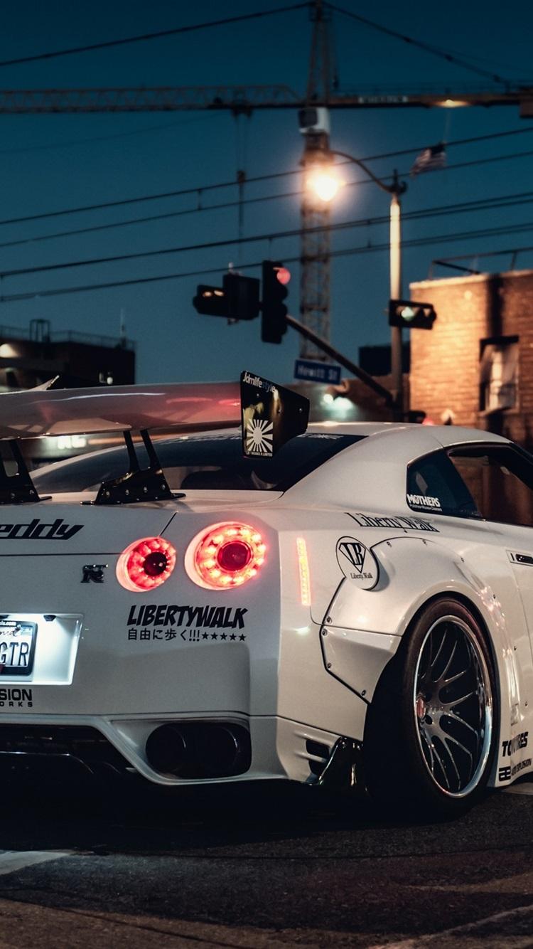 750x1334 IPhone Wallpaper Nissan Gt R White Supercar Back View HD Wallpaper