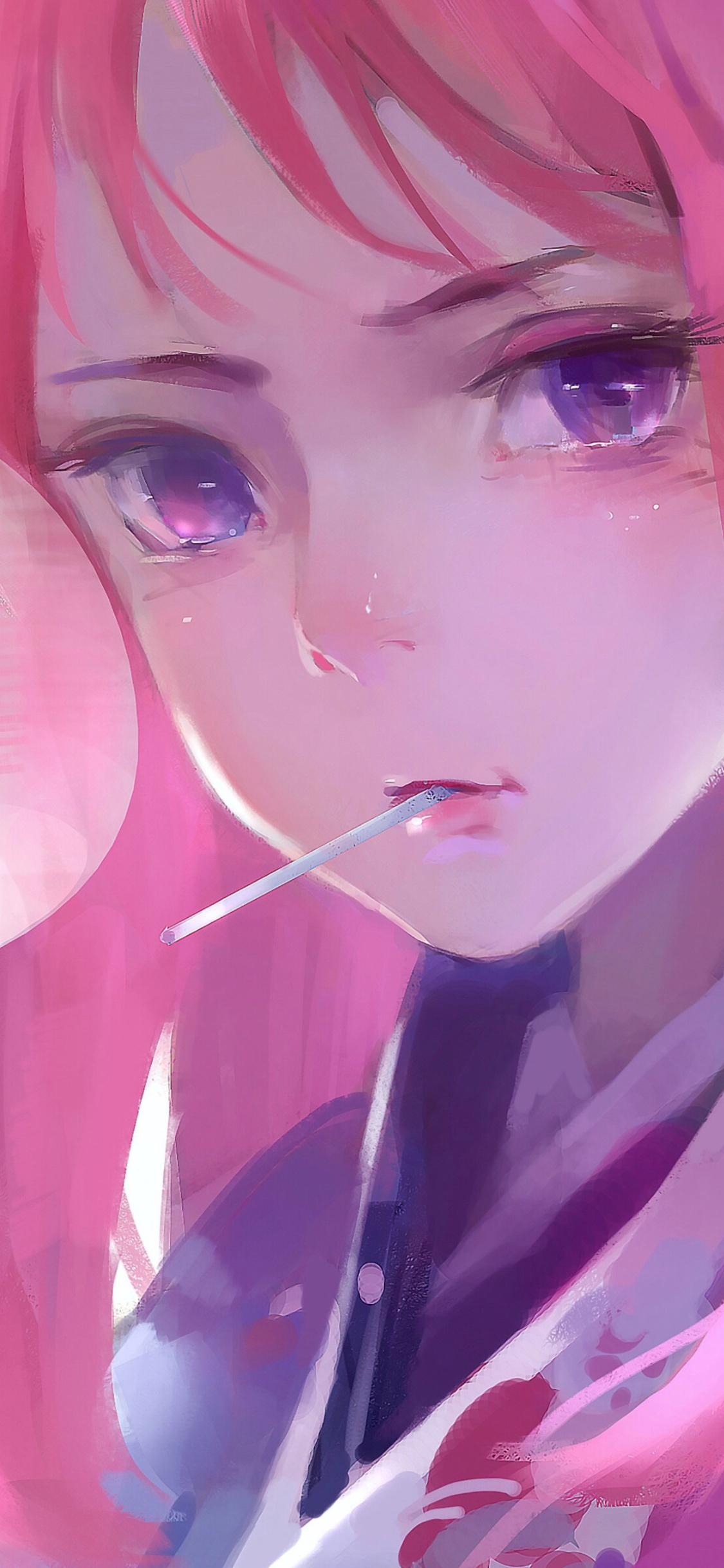 1125x2436 Cute Anime Girl Pink Art 4k iPhone XS, iPhone iPhone X HD 4k Wallpaper, Image, Background, Photo and Picture