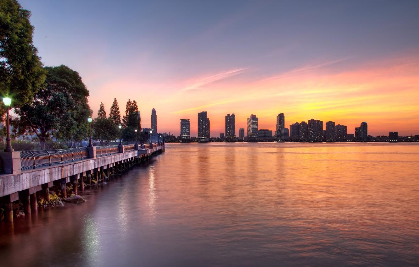 1332x850 Wallpaper sunset, new York, Sunset, new york, usa, nyc, Summer Sky, Hudson River image for desktop, section город