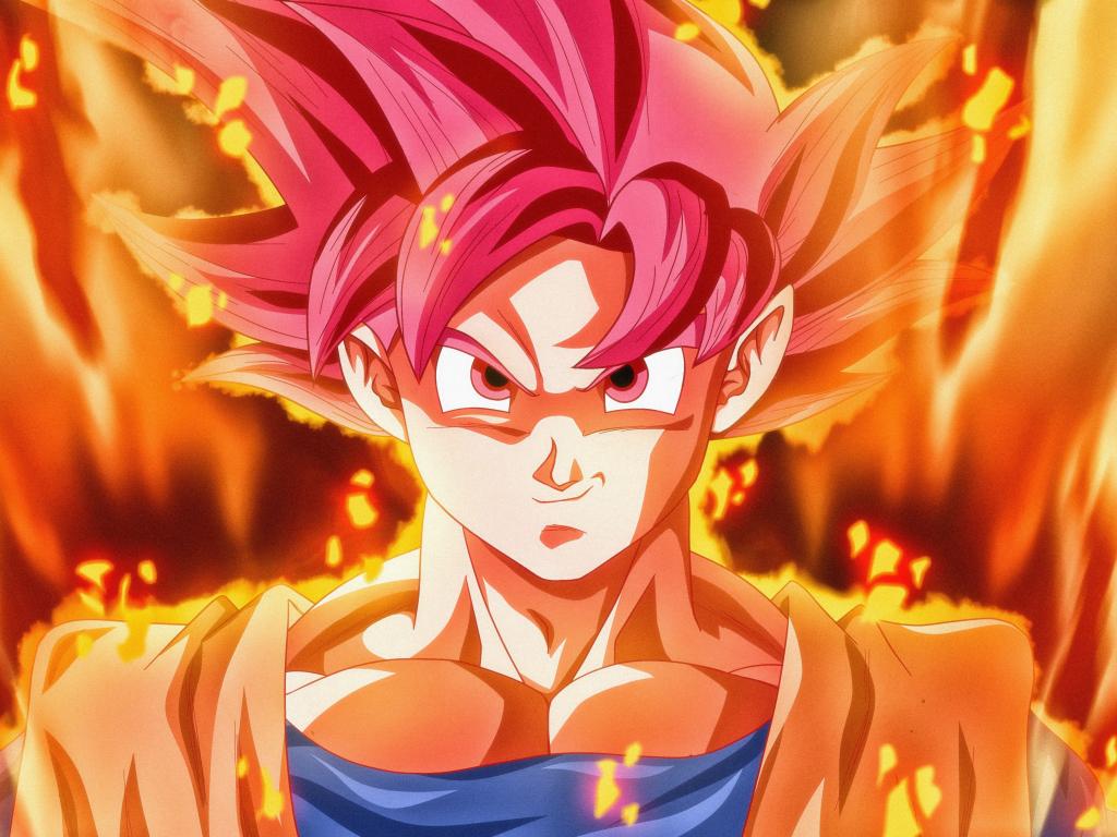 1024x768 Desktop wallpaper super saiyan god, goku, dragon ball, red head, HD image, picture, background, b9c274