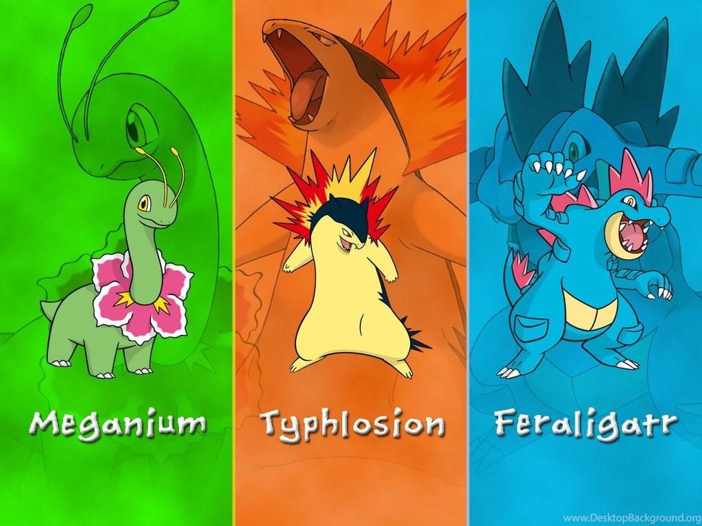 1024x768 Pokemon Johto Starters Wallpaper By DarkGreiga Desktop Background