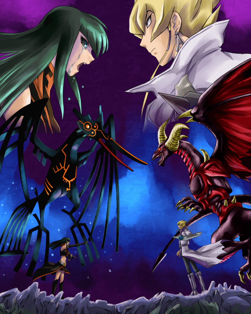 819x1024 Carly Carmine and Jack Atlas, deadly battle. Yugioh monsters, Yugioh, Anime