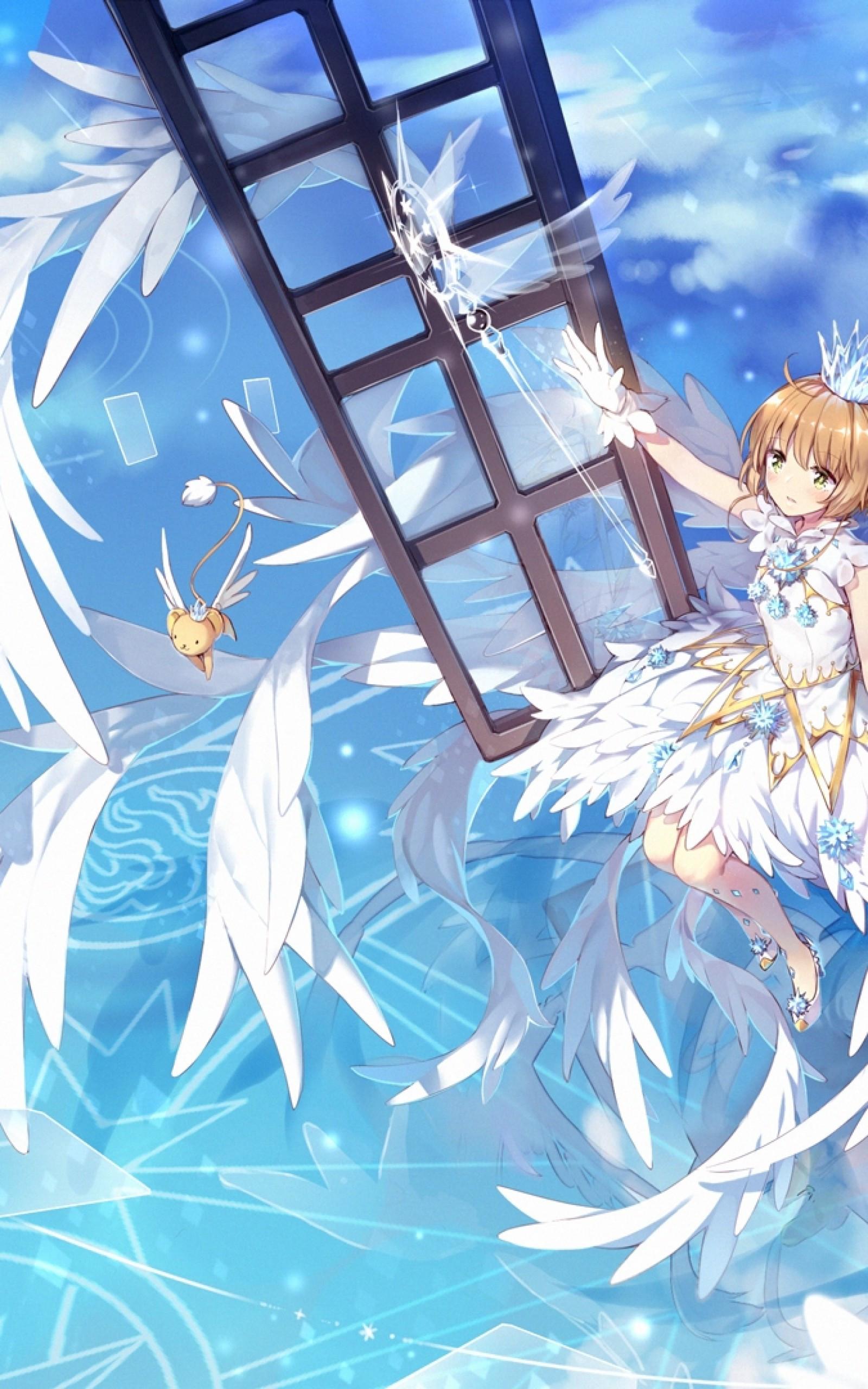 1600x2560 Download 1600x2560 Kinomoto Sakura, Cardcaptor Sakura: Clear Card Hen, Wings, White Dress Wallpaper For Google Nexus 10