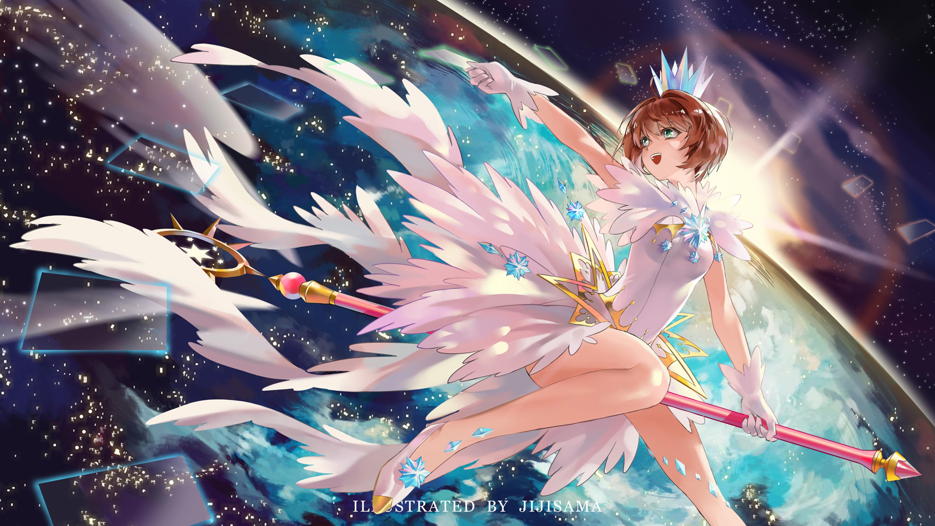 3840x2160 illustration, anime, line art, Kinomoto Sakura, Cardcaptor Sakura, CLAMP, line, font. Mocah HD Wallpaper