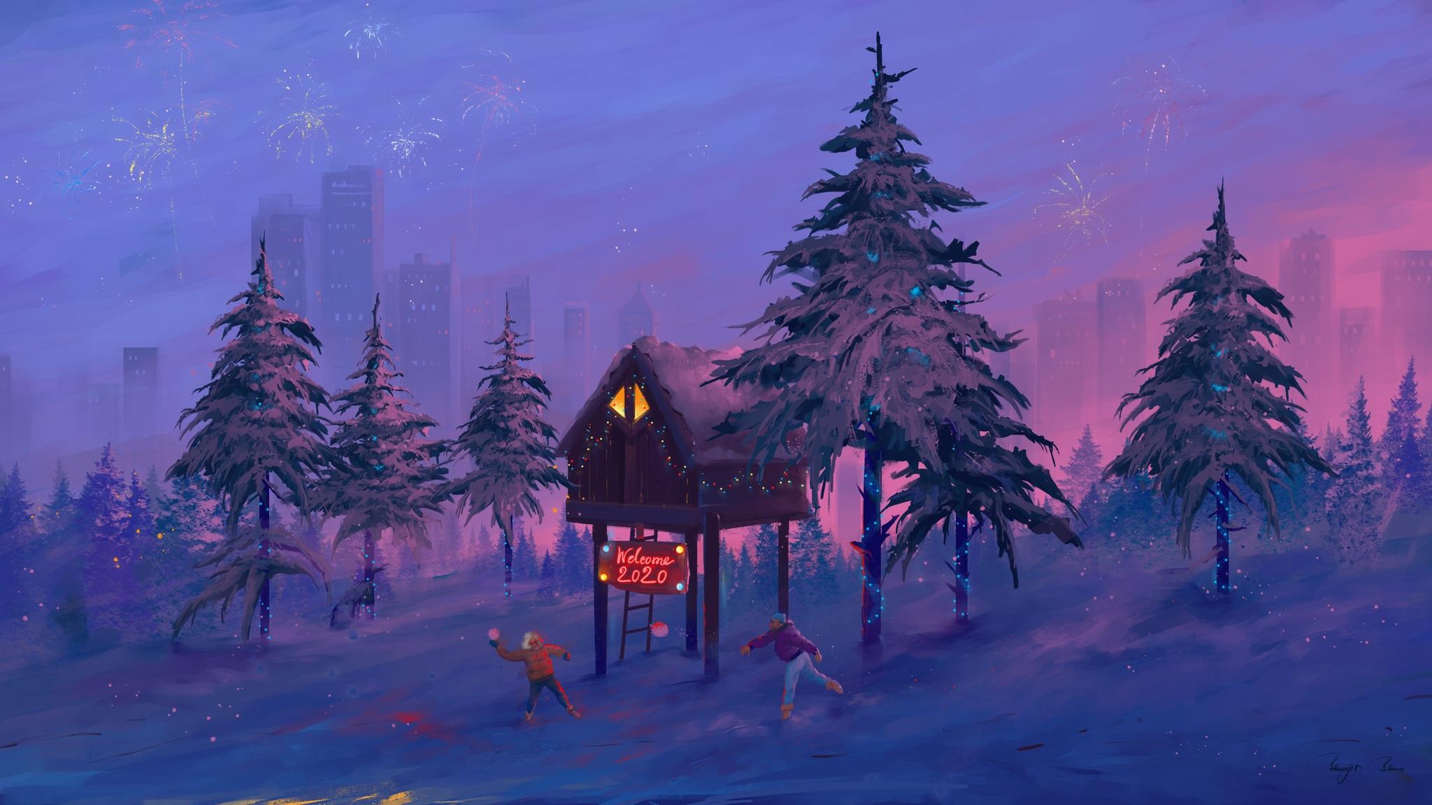 2048x1152 Welcome New Year 2020 Snow 5k 2048x1152 Resolution HD 4k Wallpaper, Image, Background, Photo and Picture