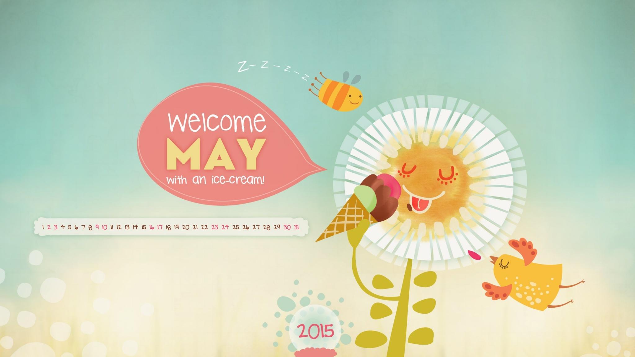 2048x1152 Welcome May With An Ice Cream May 2015 Wallpaper