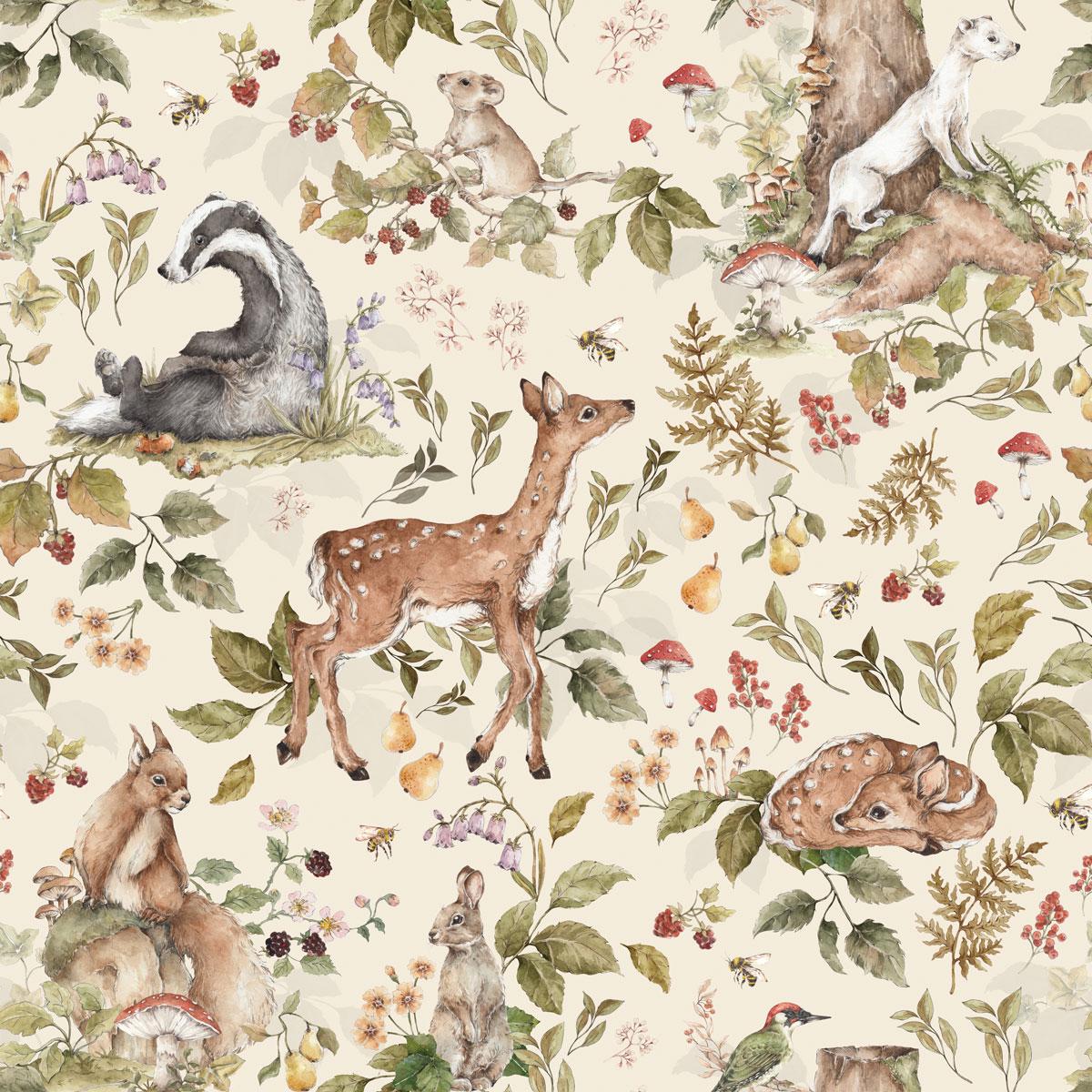 1200x1200 Cute Forest Animals Light Wallpaper.com Wallstickers And Wallpaper Online Store