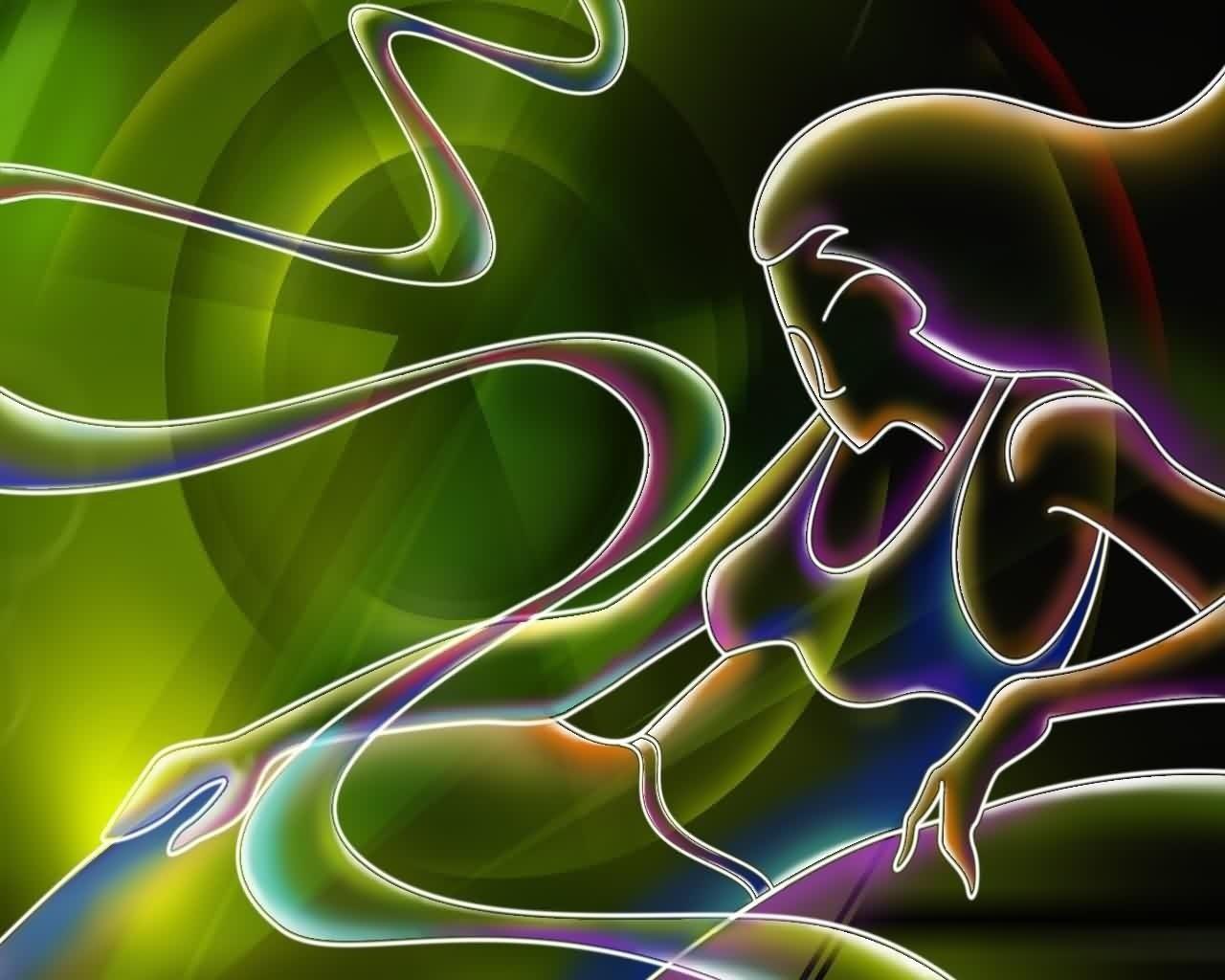 1280x1024 Neon girl