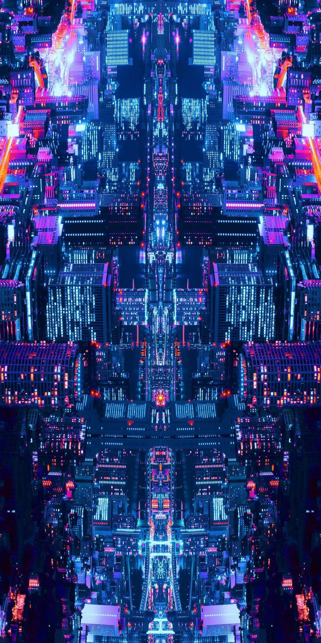 1080x2160 City, lights, bright, buildings, 1080x2160 wallpaper. Glitch wallpaper, City wallpaper, City art