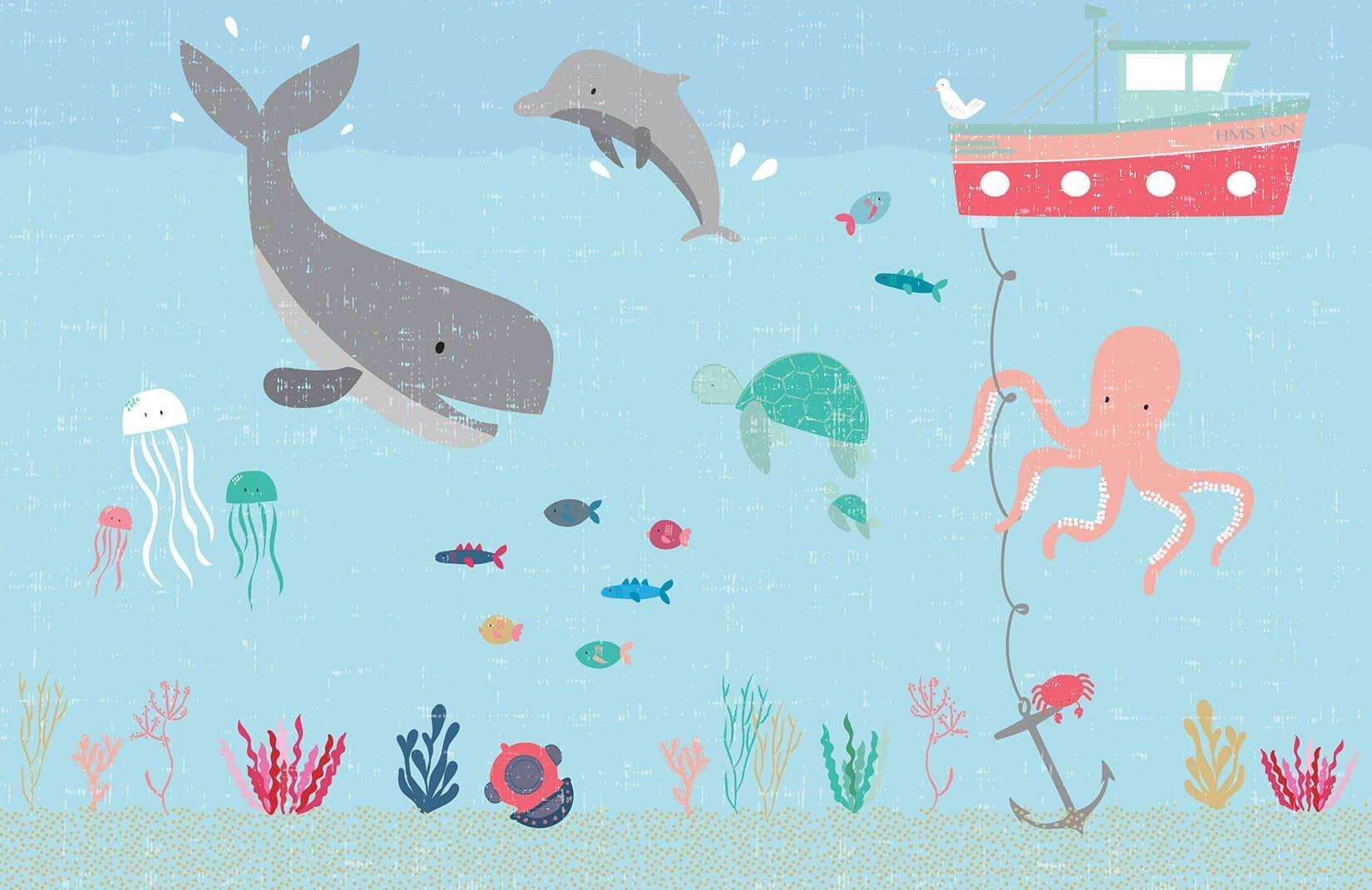 1650x1070 Kids Cute Sea Creatures Wallpaper Mural