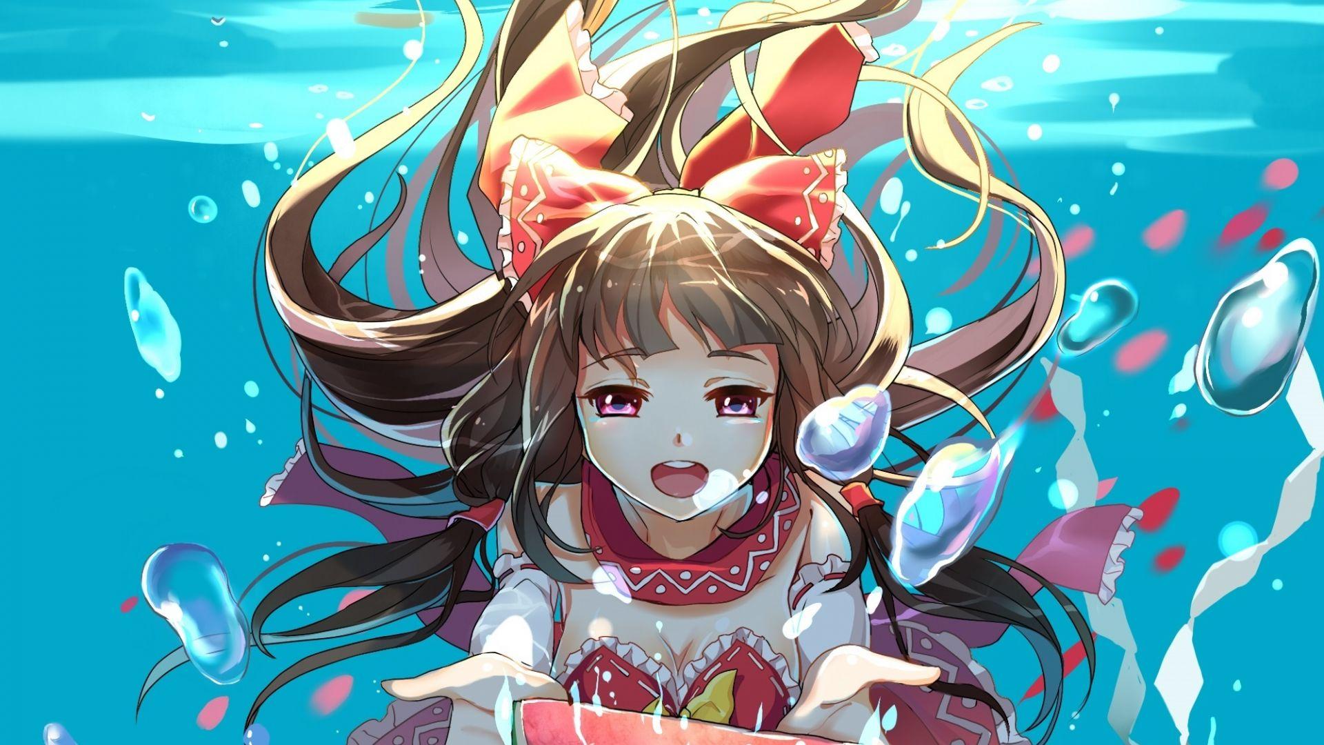 1920x1080 Desktop wallpaper underwater, bubbles, cute, anime girl, original, HD image, picture, background, 075d22