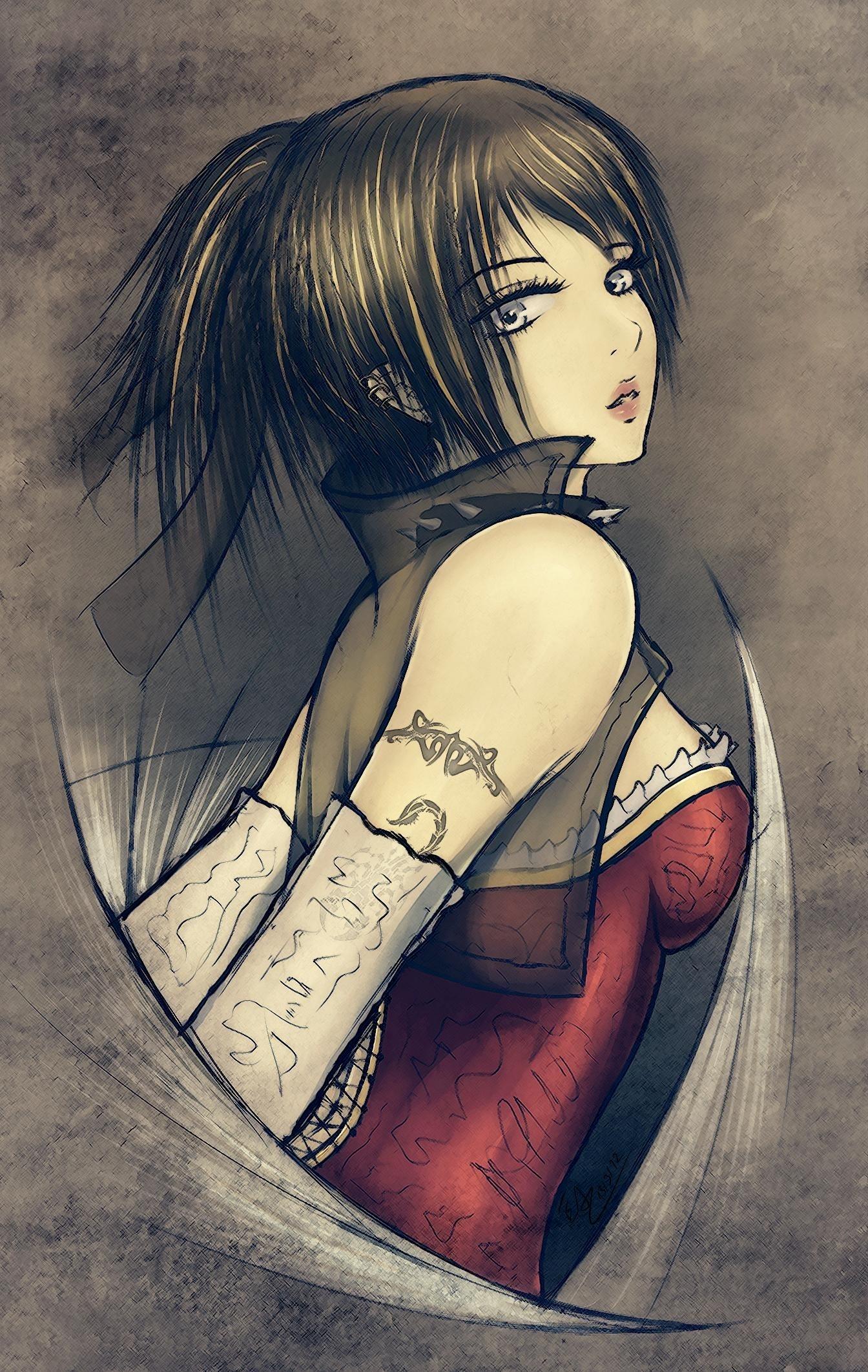 1344x2123 12++ Anime Girl Tattoo HD Wallpaper