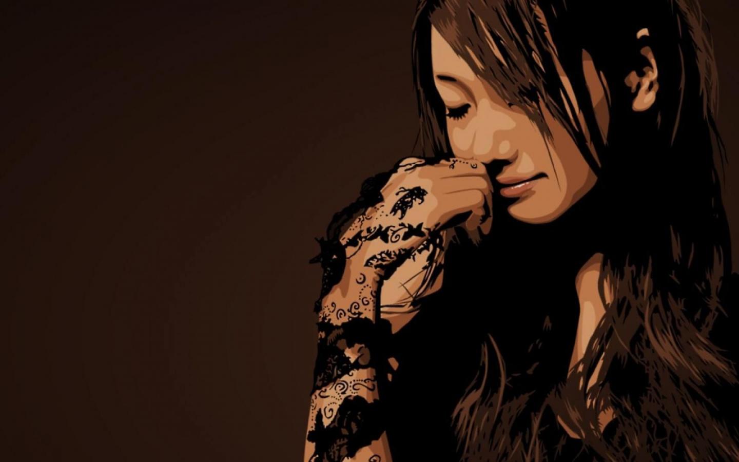 1440x900 Anime Girl Wallpaper Tattoo