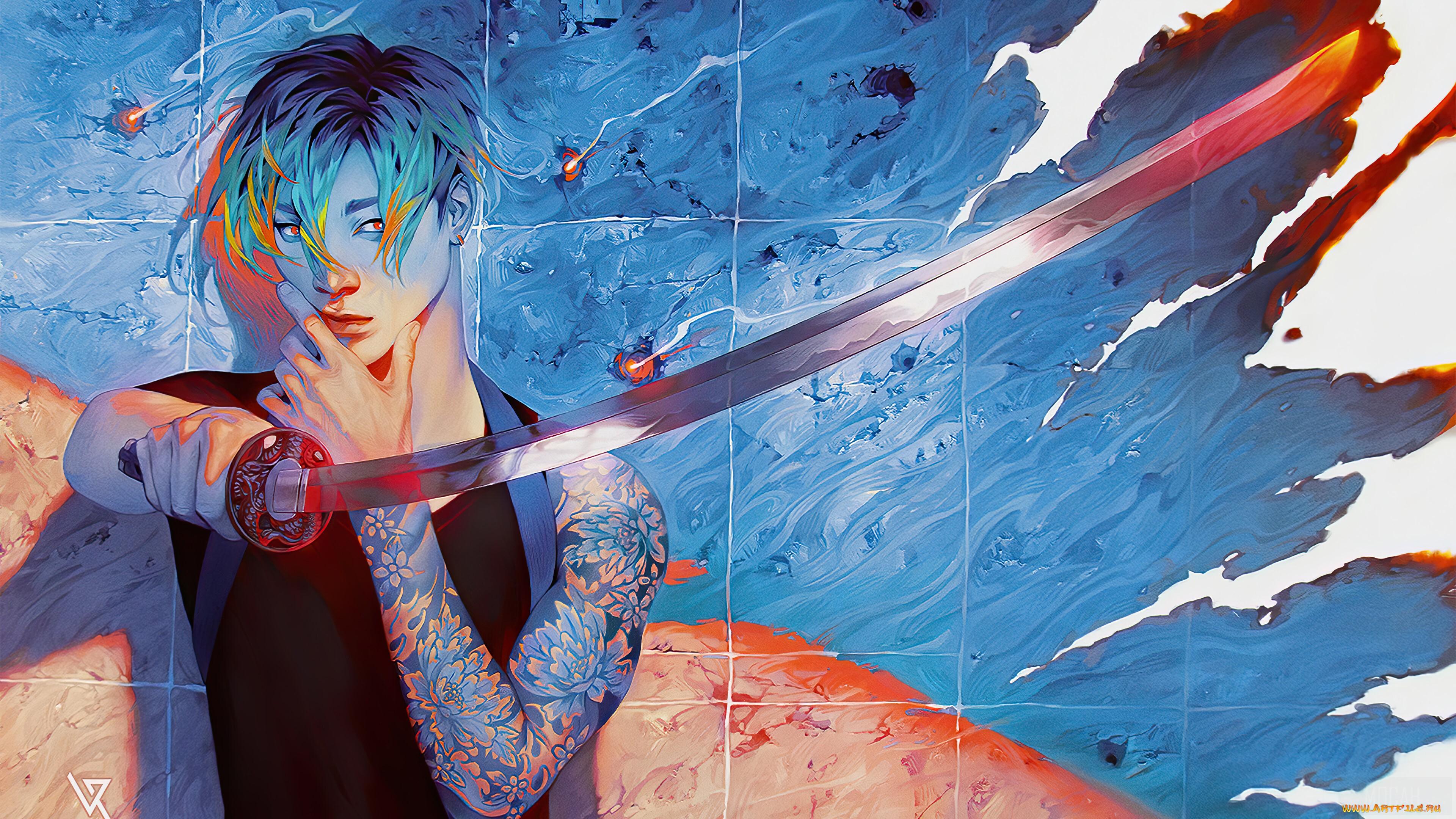 3840x2160 Anime, Guy, Katana, Tattoo 4k wallpaper. Mocah HD Wallpaper