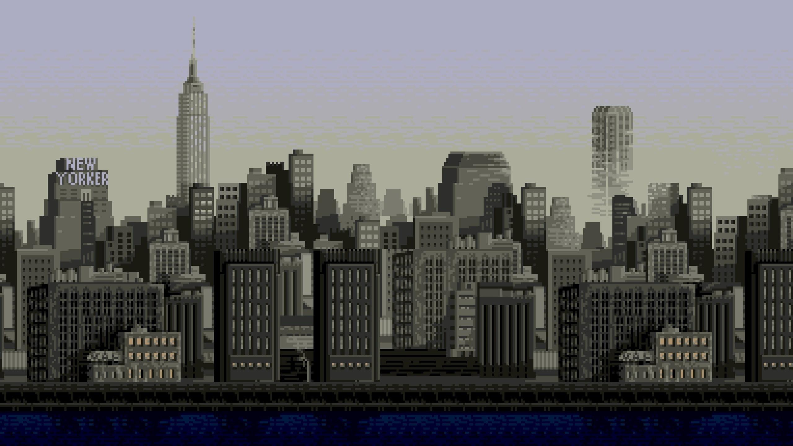 2560x1440 Download wallpaper 2560x1440 pixel art, cityscape, buildings, new york, dual wide 16:9 2560x1440 HD background, 16710
