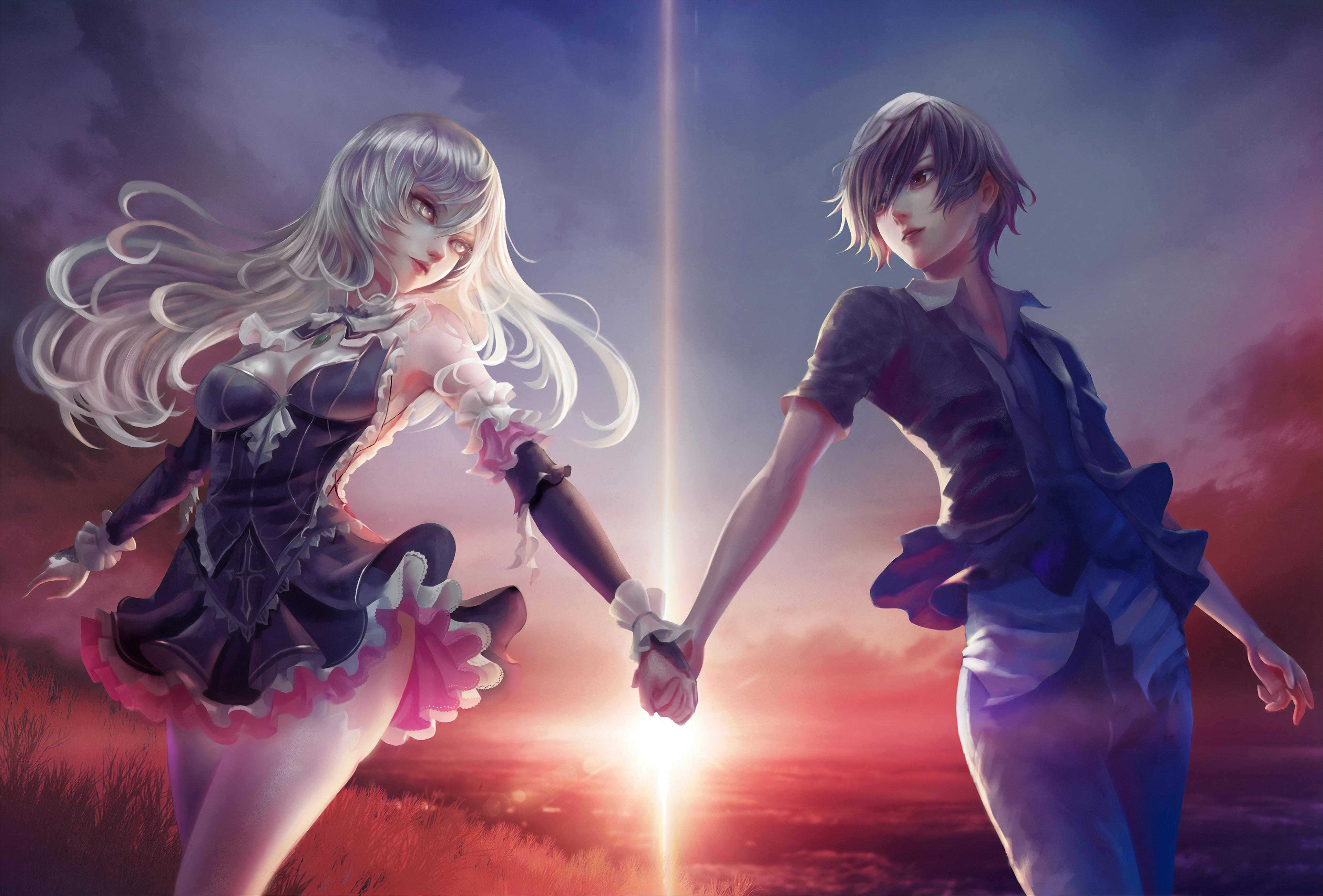 3840x2602 anime girl, anime boy, couple, love, hd, 4k