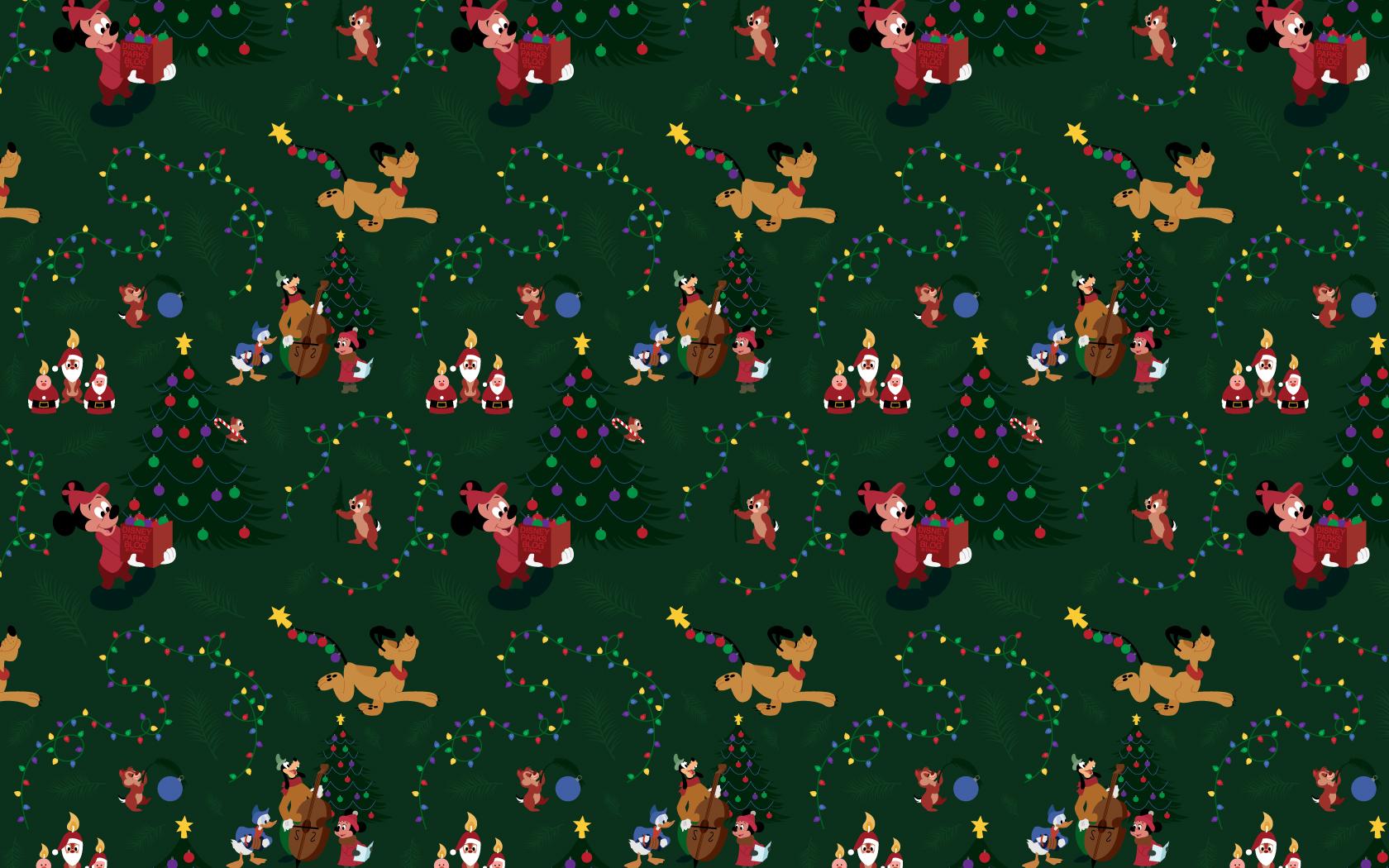 1680x1050 Mickey Mouse & Pluto Christmas Wallpaper