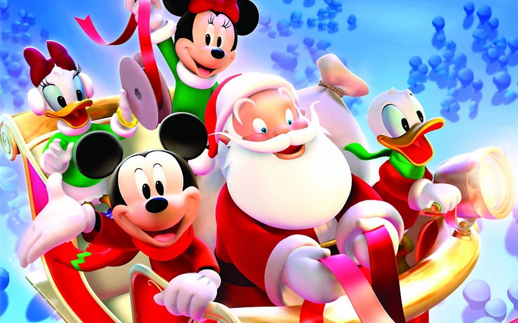 1680x1050 Disney Christmas Wallpaper HD Mickey Mouse With Santa Claus :
